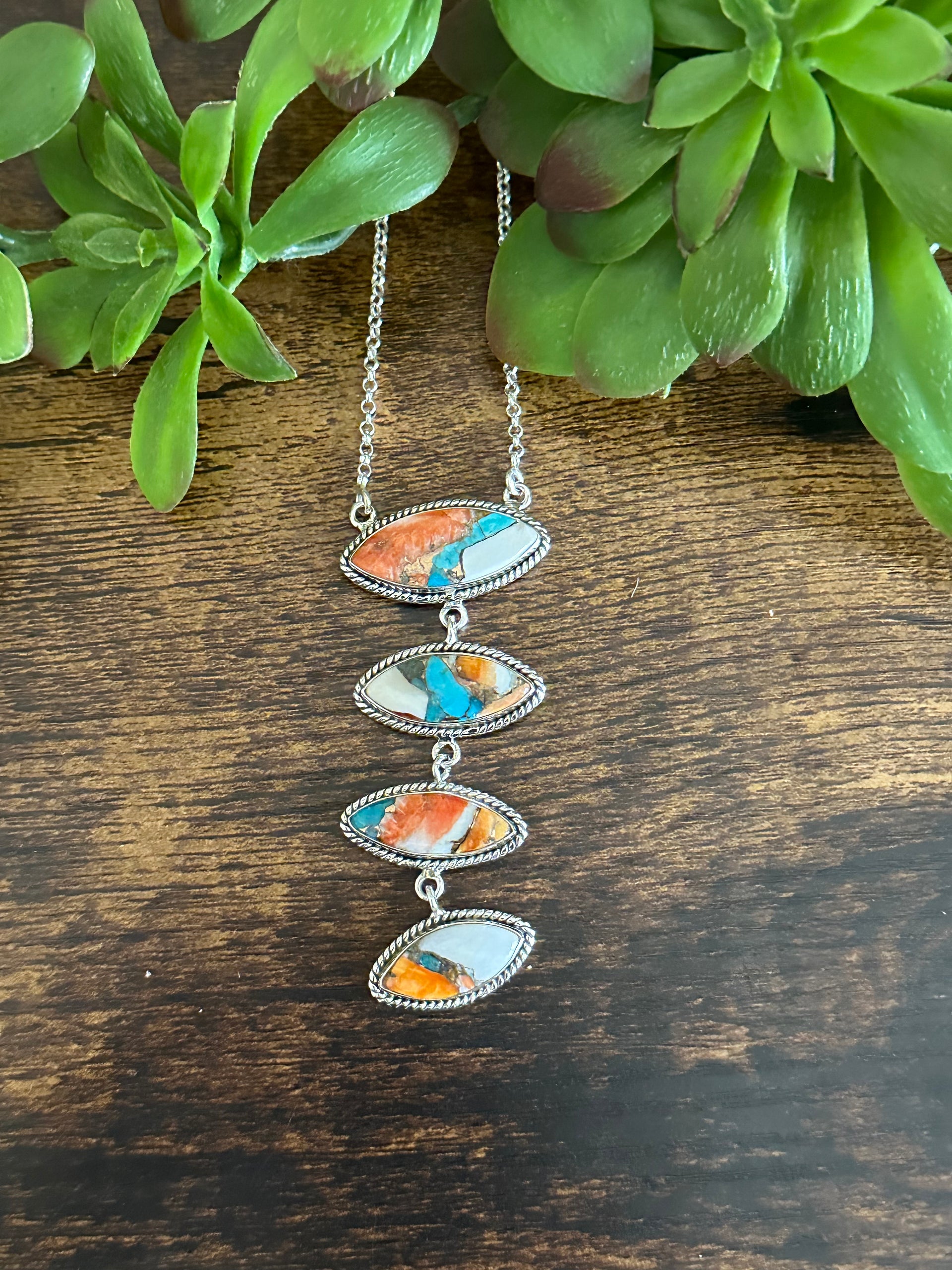 Southwest Made Mohave Turquoise & Sterling Silver Necklace
