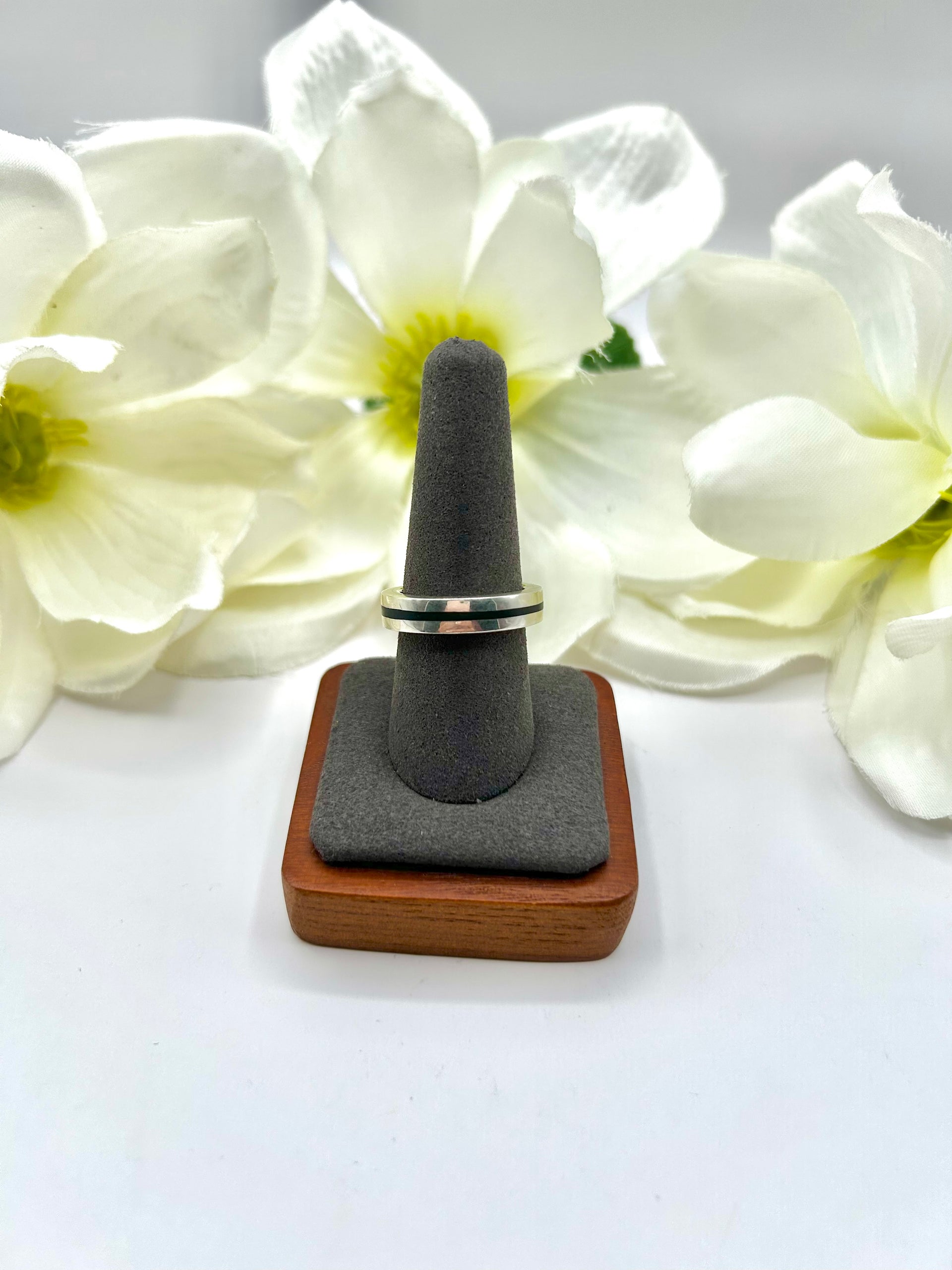 Navajo Made Onyx & Sterling Silver Ring