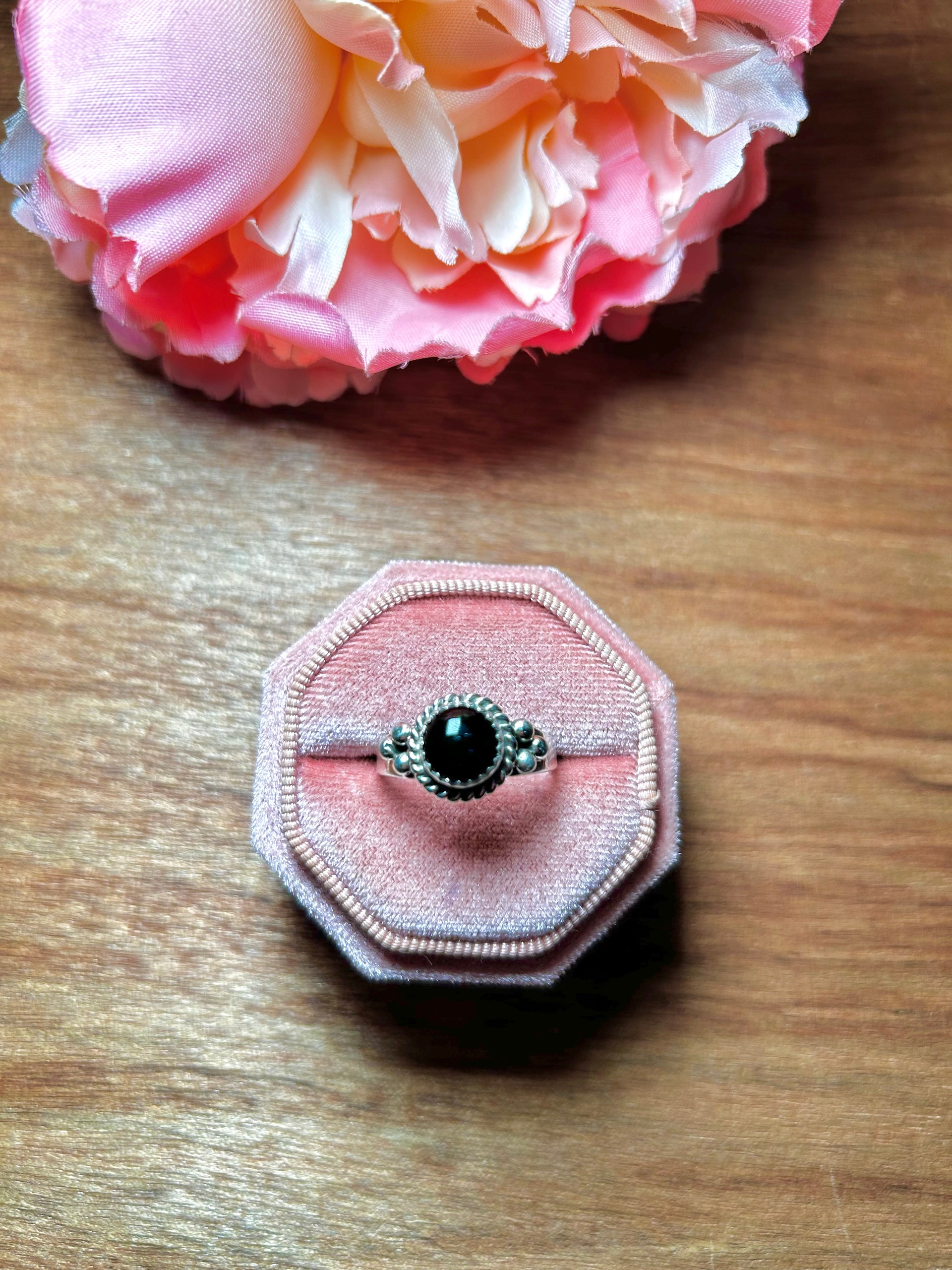 Navajo Made Onyx & Sterling Silver Ring