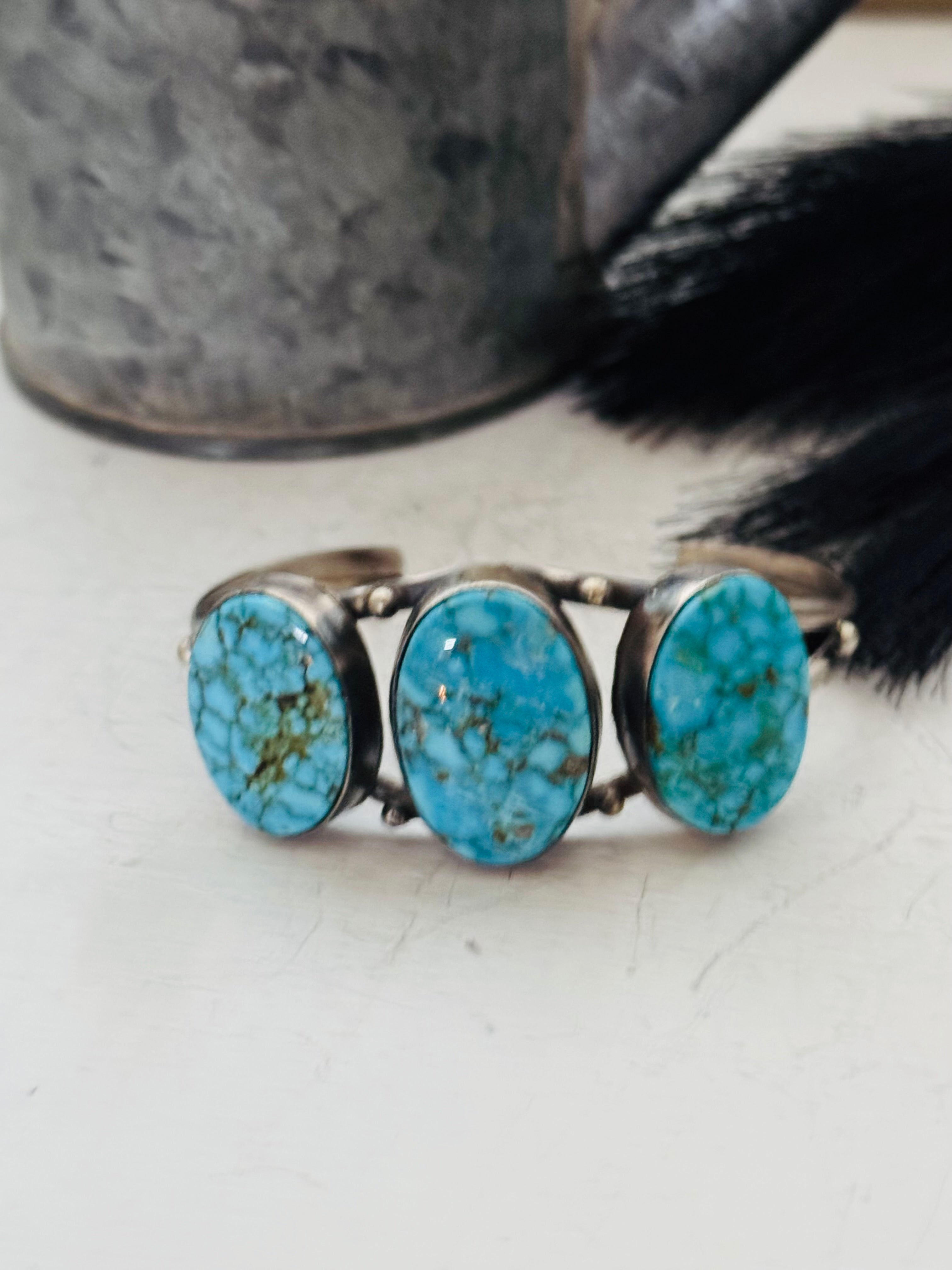 Peggy Skeets Birdseye Kingman Turquoise & Sterling Silver Cuff Bracelet