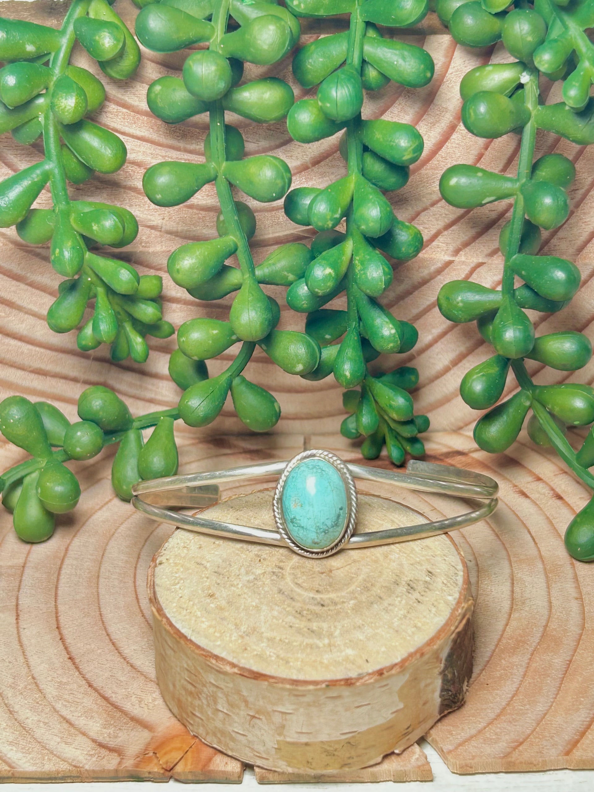 Navajo Made Kingman Turquoise & Sterling Silver Cuff Bracelet