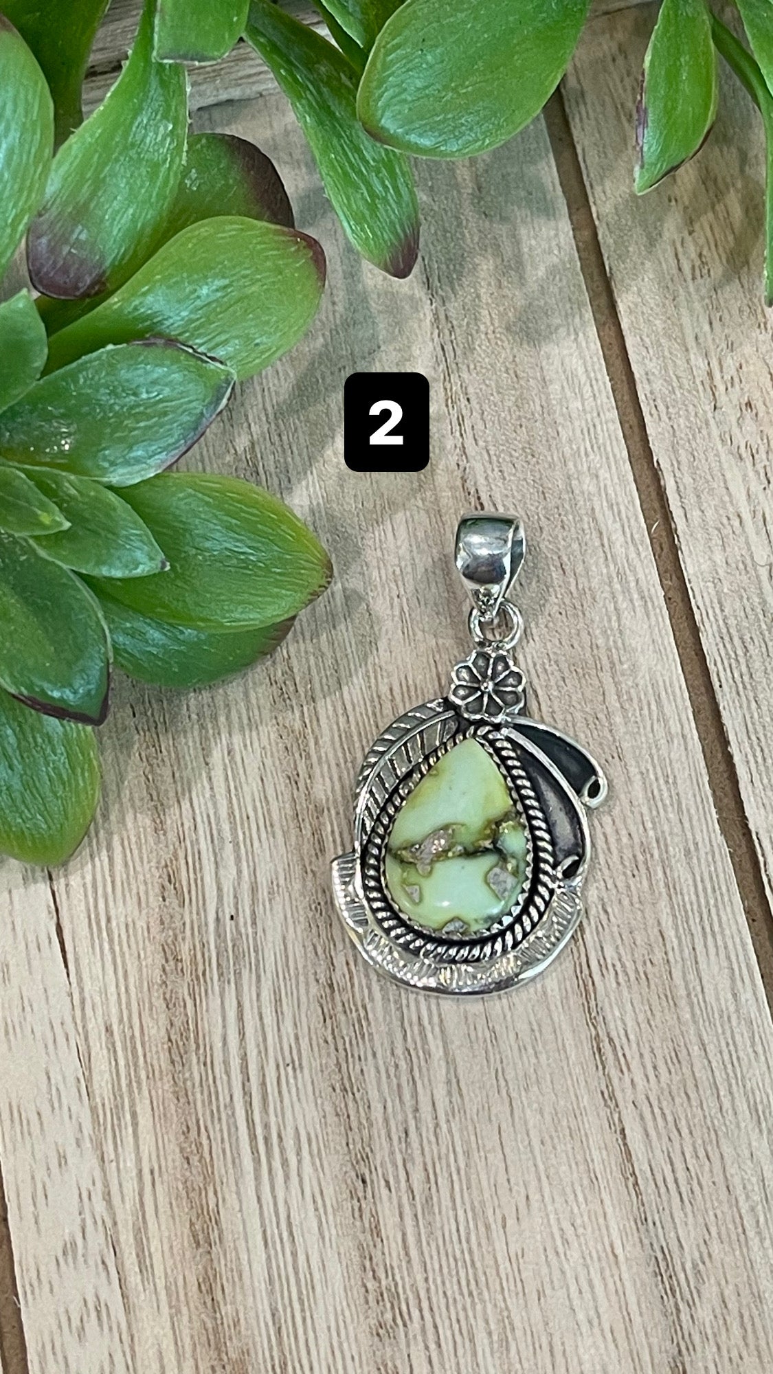 Southwest Palomino Varicsite & Sterling Silver Pendant