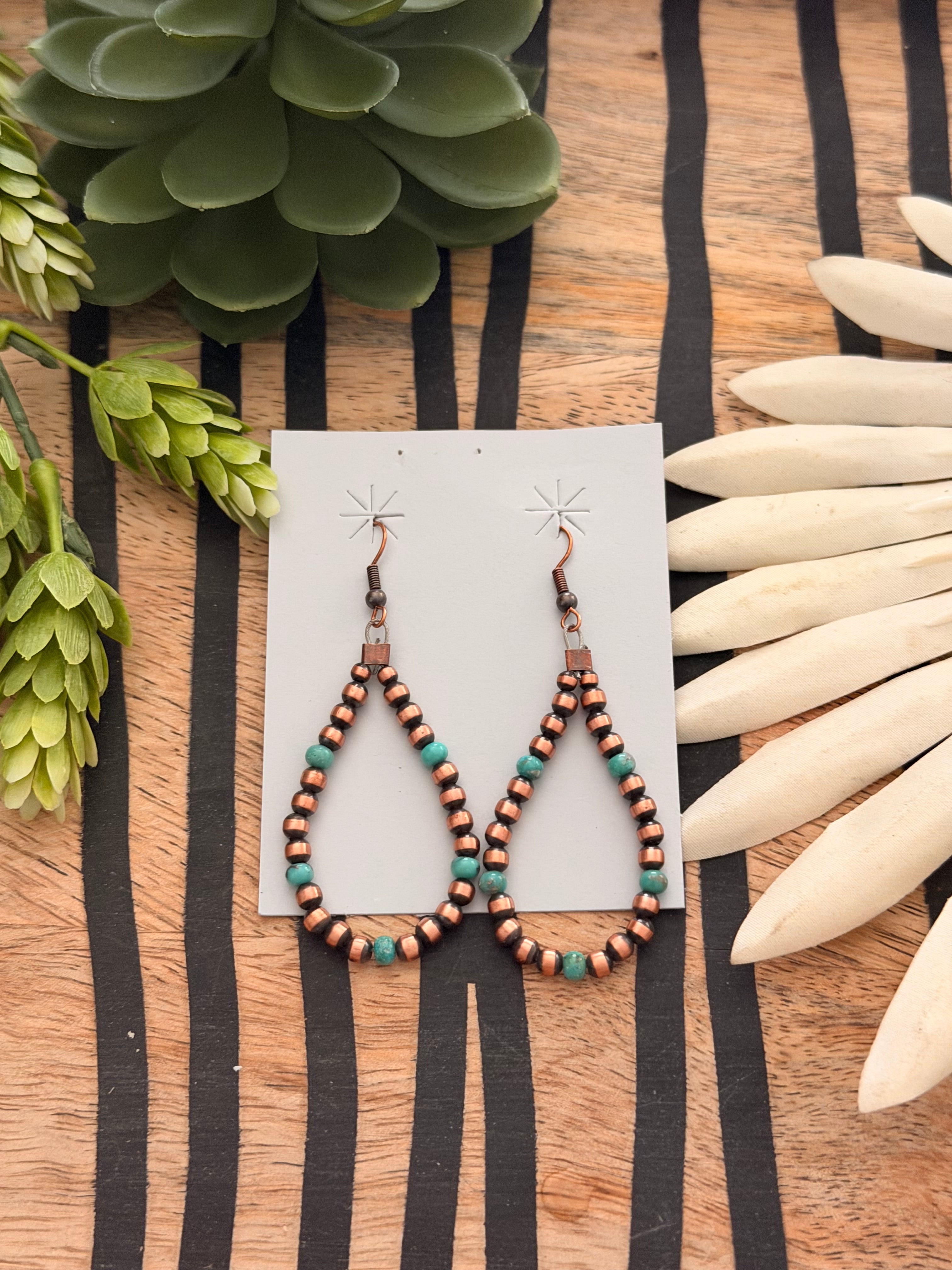 Navajo Strung Kingman Turquoise & Copper Graduated Machine Made Pearls