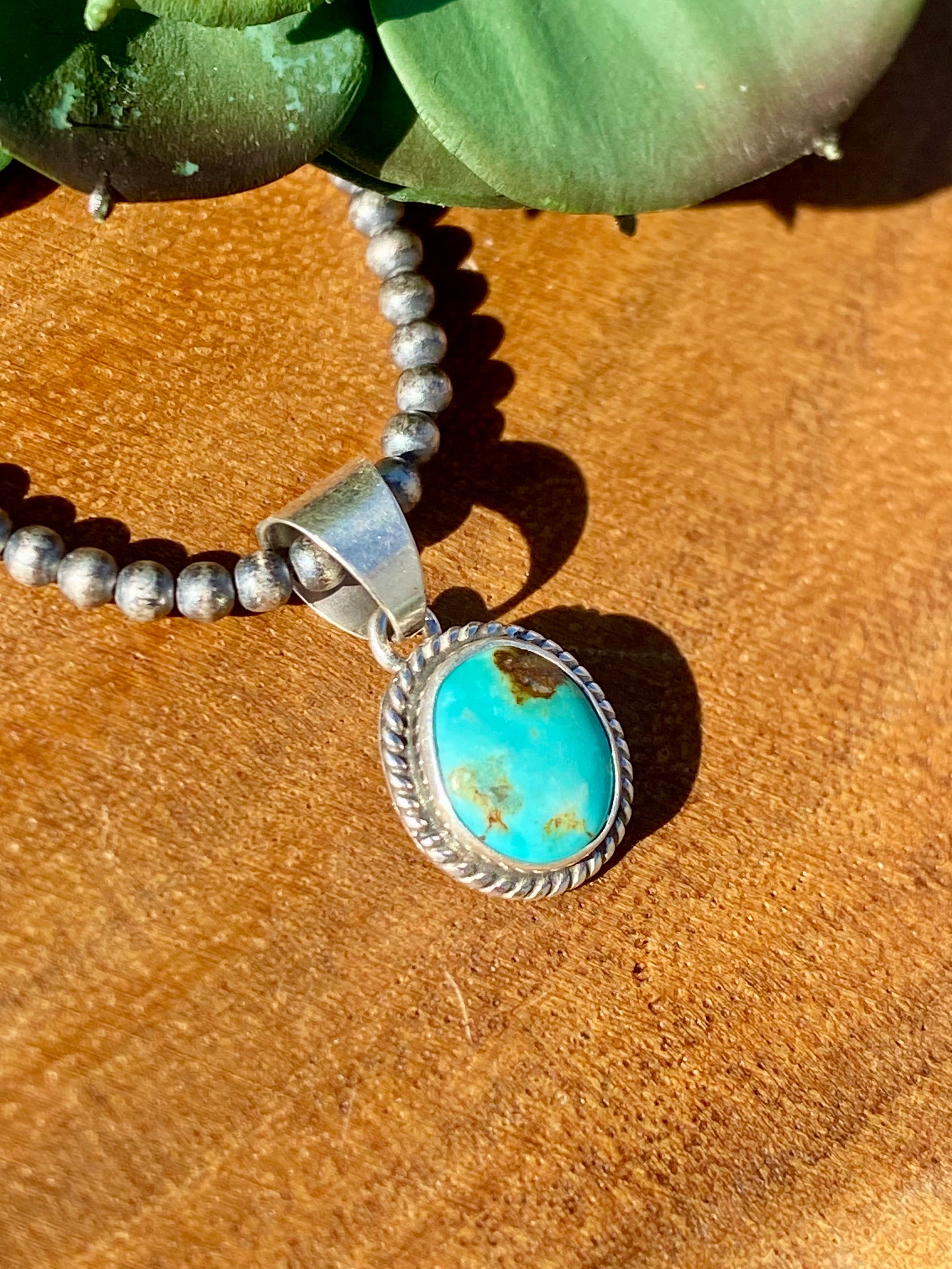 Navajo Made Kingman Turquoise & Sterling Silver PENDANT ONLY