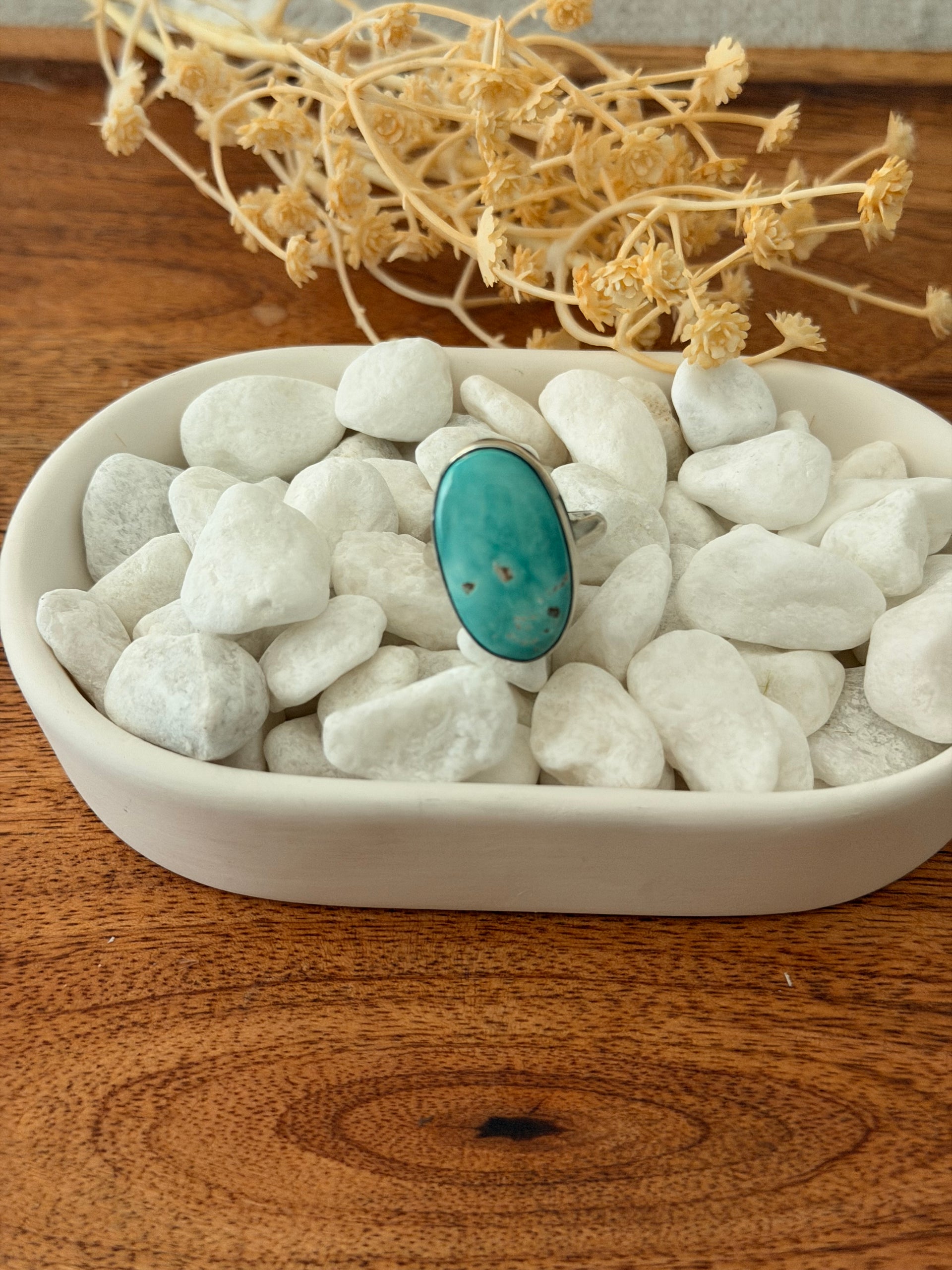 Antionette Martinez White Water Turquoise & Sterling Silver Adjustable Ring