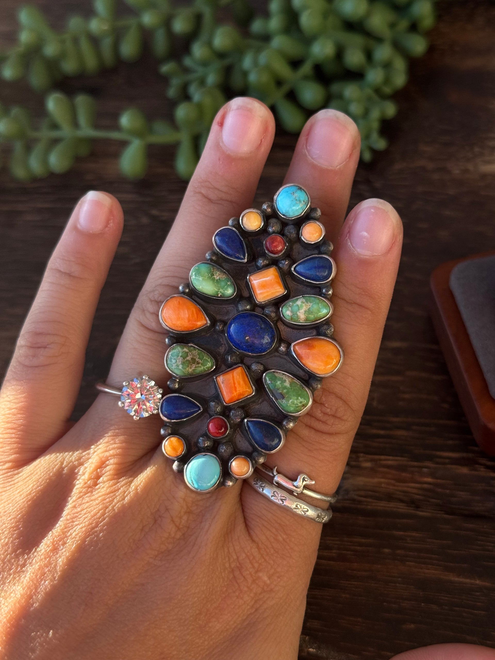 Sheila Becenti Multi Stone & Sterling Silver Adjustable Ring