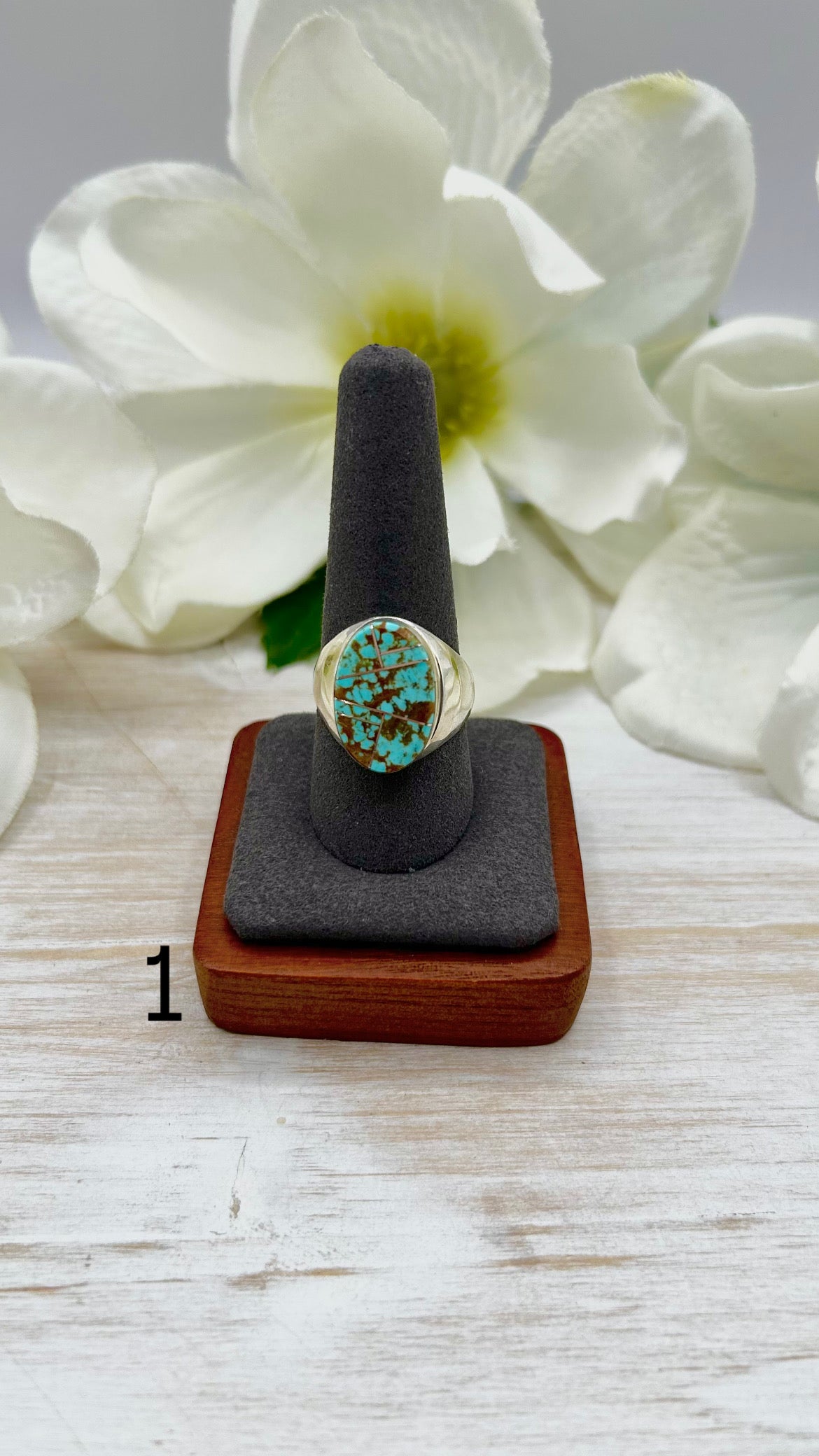 Navajo Made #8 Turquoise & Sterling Silver Ring