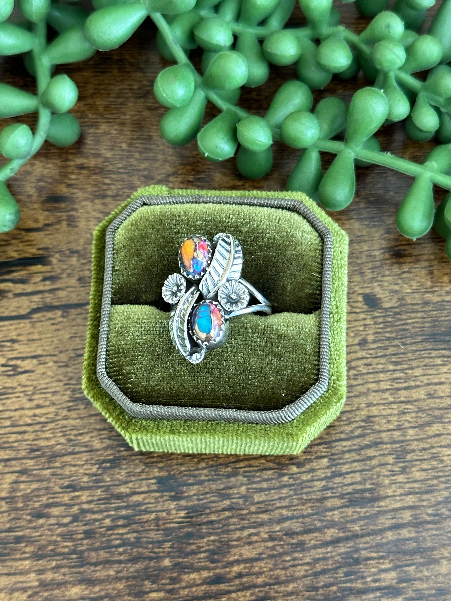 Southwest Handmade Mohave Turquoise & Sterling Silver Ring Size 6.25