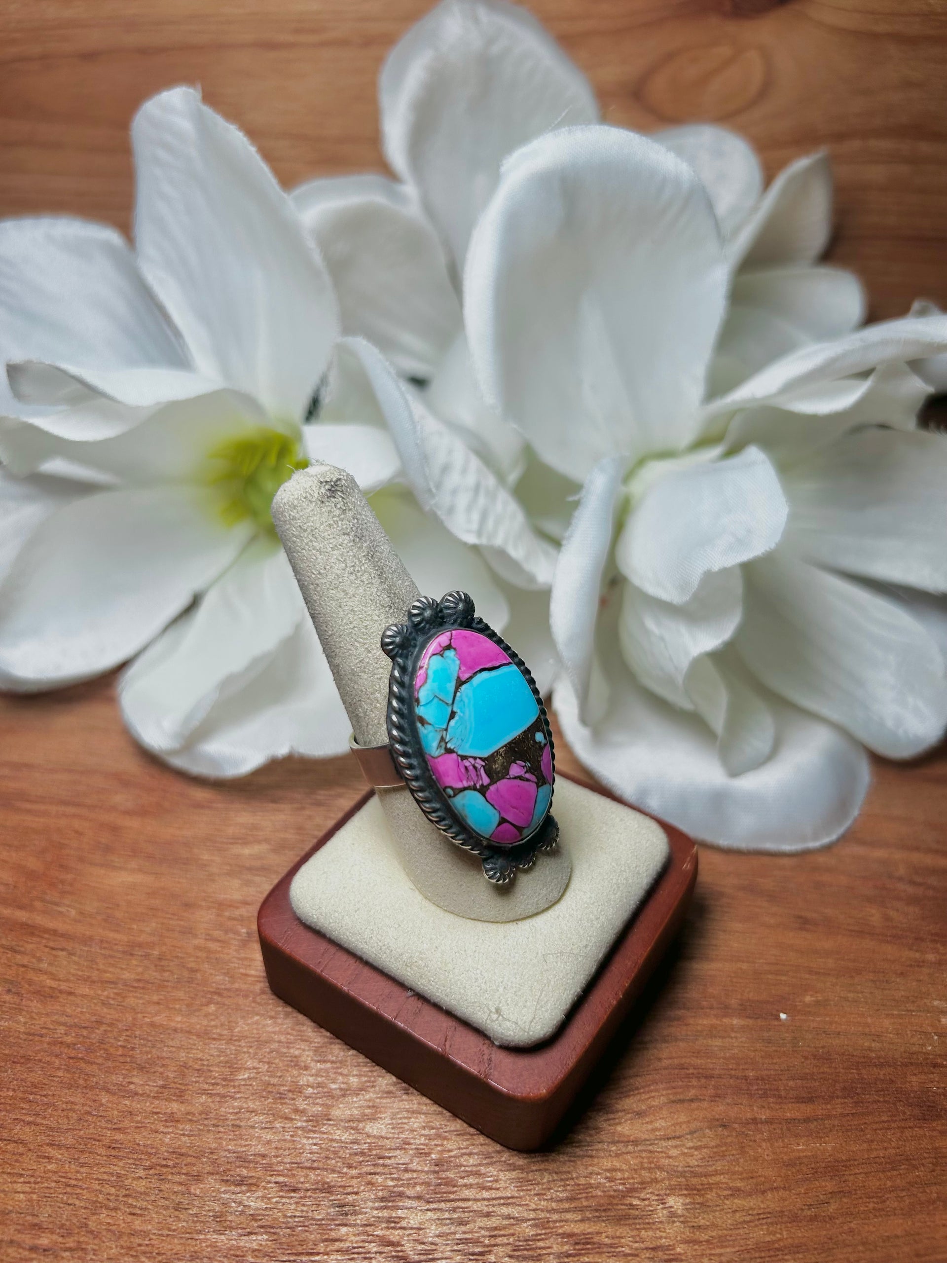 Zachariah David Cotton Candy Dahlia & Sterling Silver Adjustable Ring