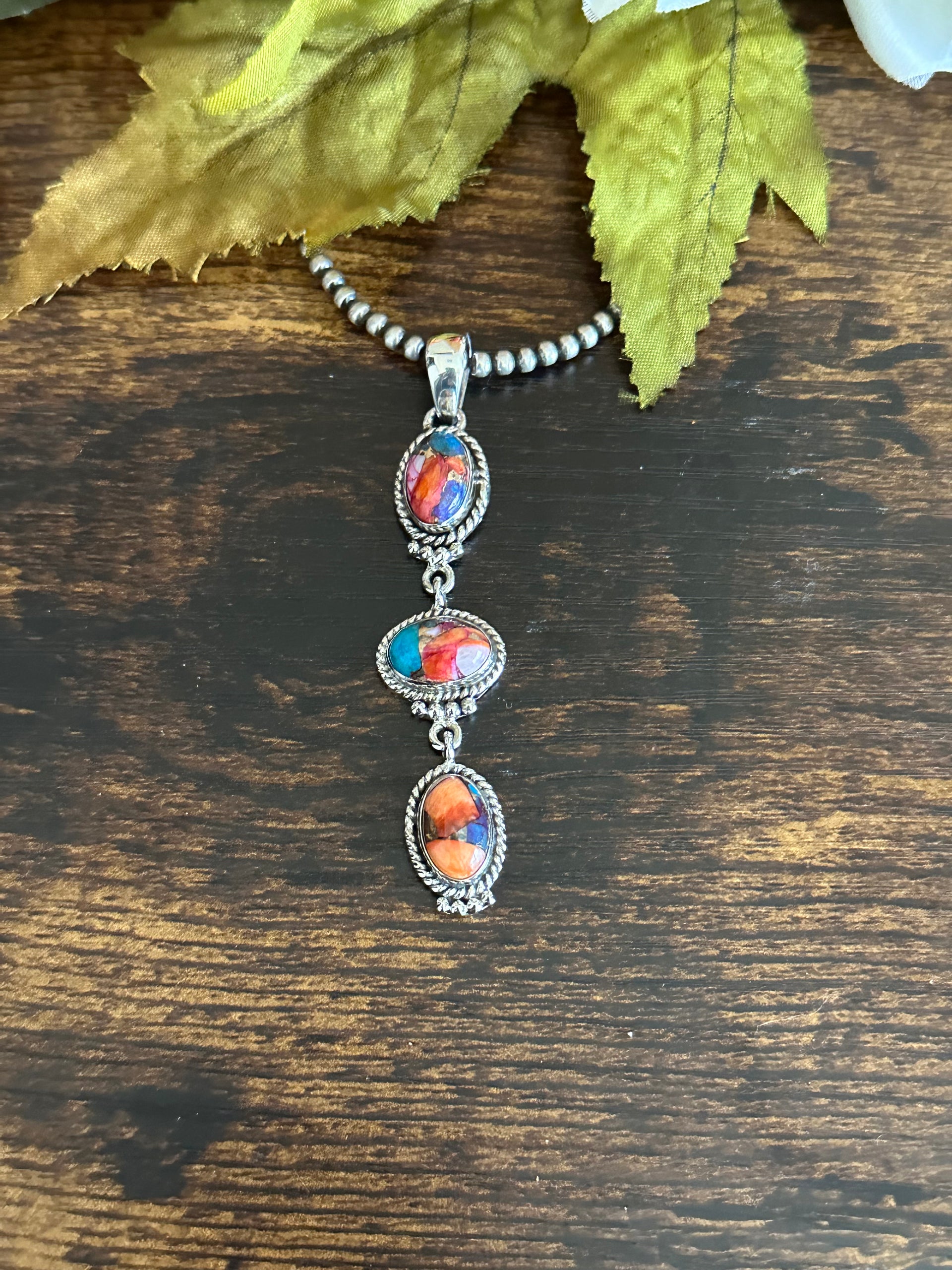 Southwest Handmade Mohave Turquoise & Sterling Silver Pendant