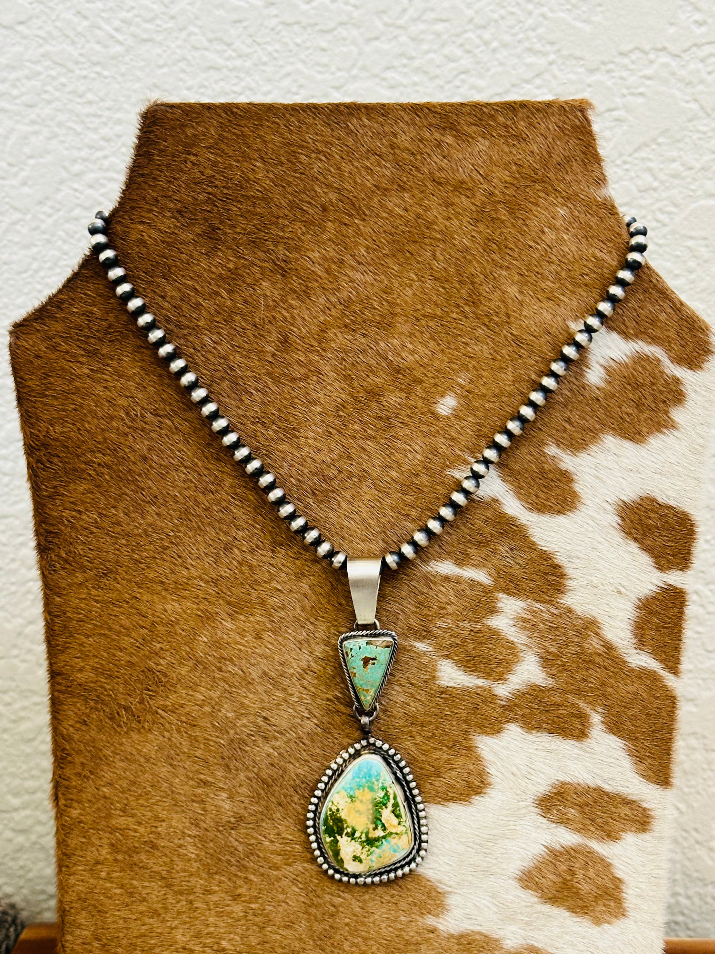 Navajo Handmade Royston Turquoise & Sterling Silver Pendant