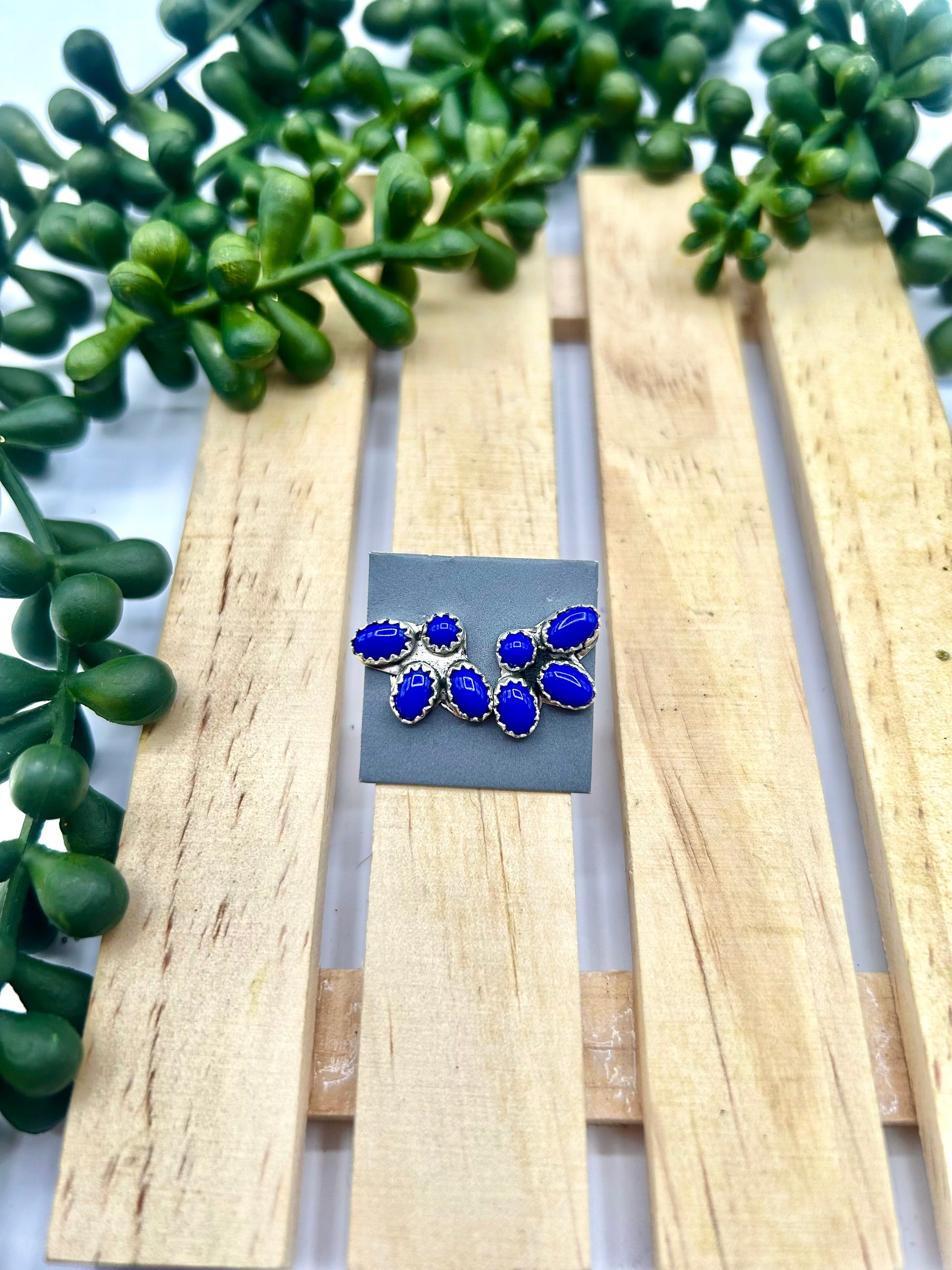 Navajo Made Lapis & Sterling Silver Post Earrings