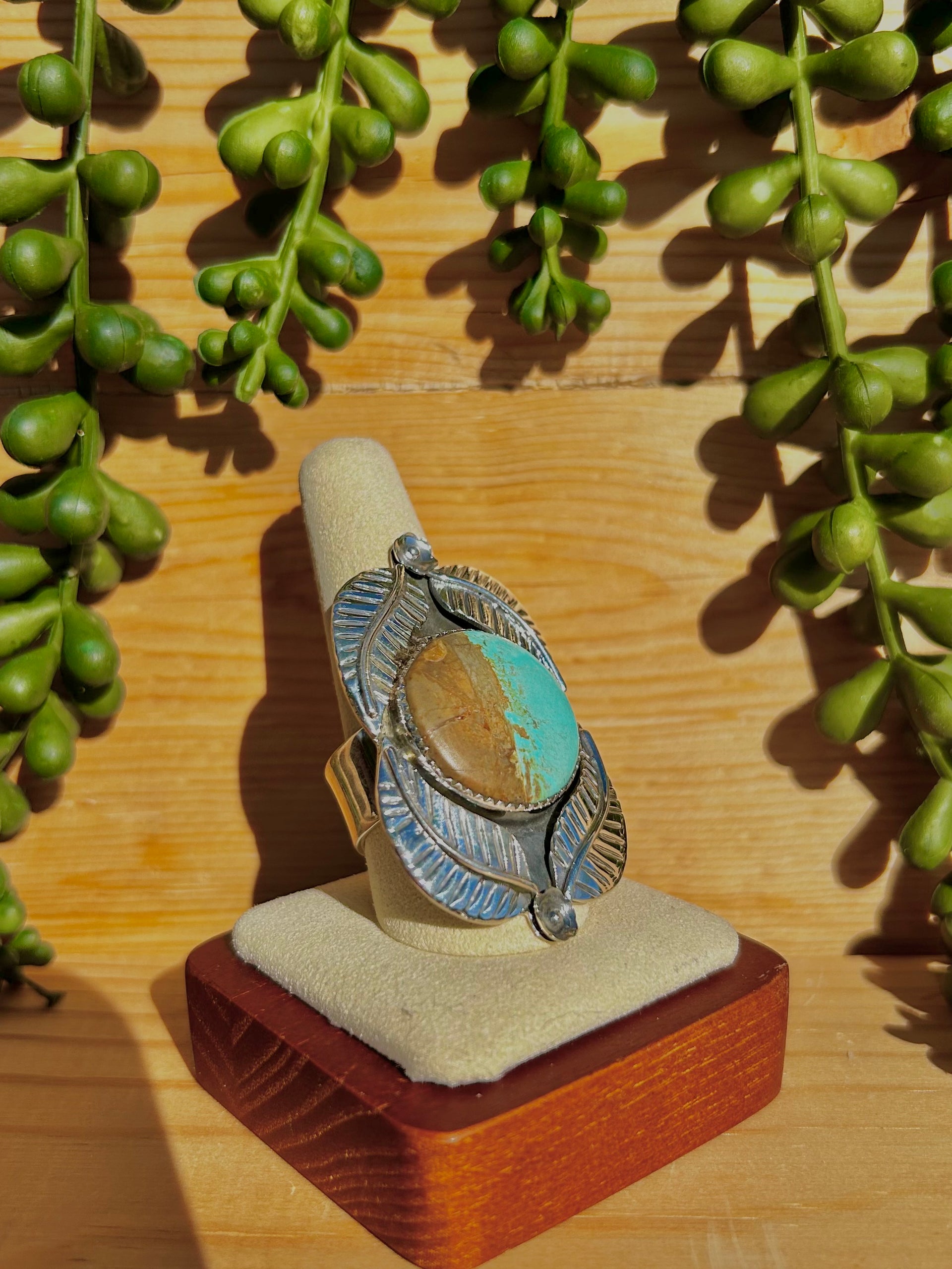 Southwest Number 8 Turquoise & Sterling Silver Ring Size 10