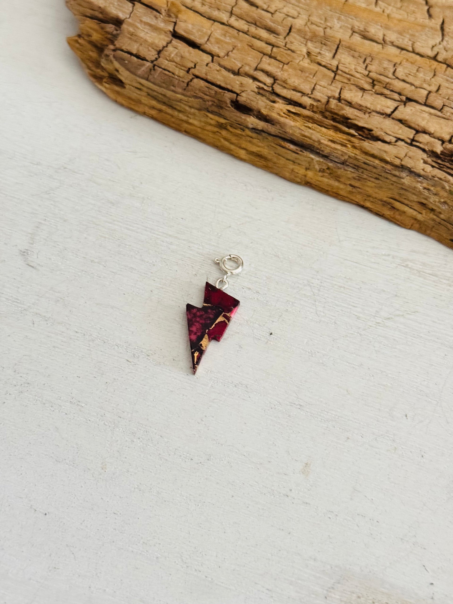 Navajo Made Rose Dahlia & Sterling Silver Lightning Bolt Charms