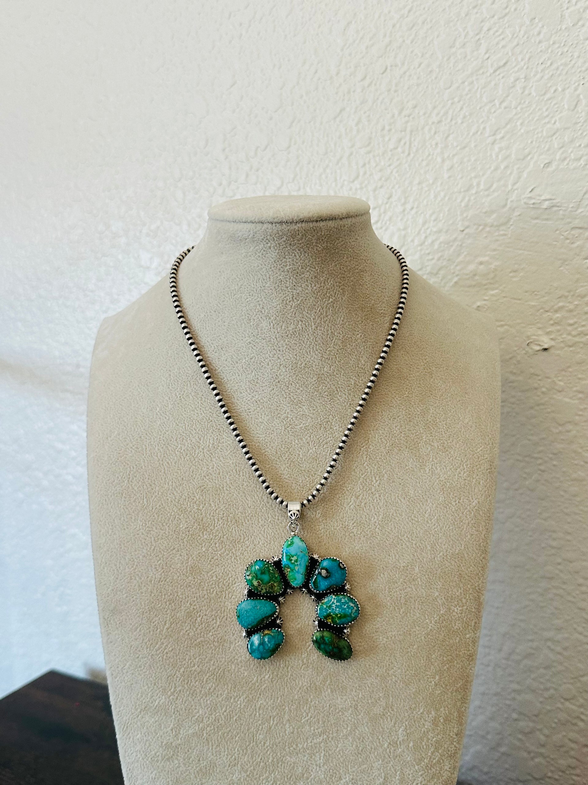 Southwest Handmade Sonoran Gold Turquoise & Sterling Silver Naja Pendant