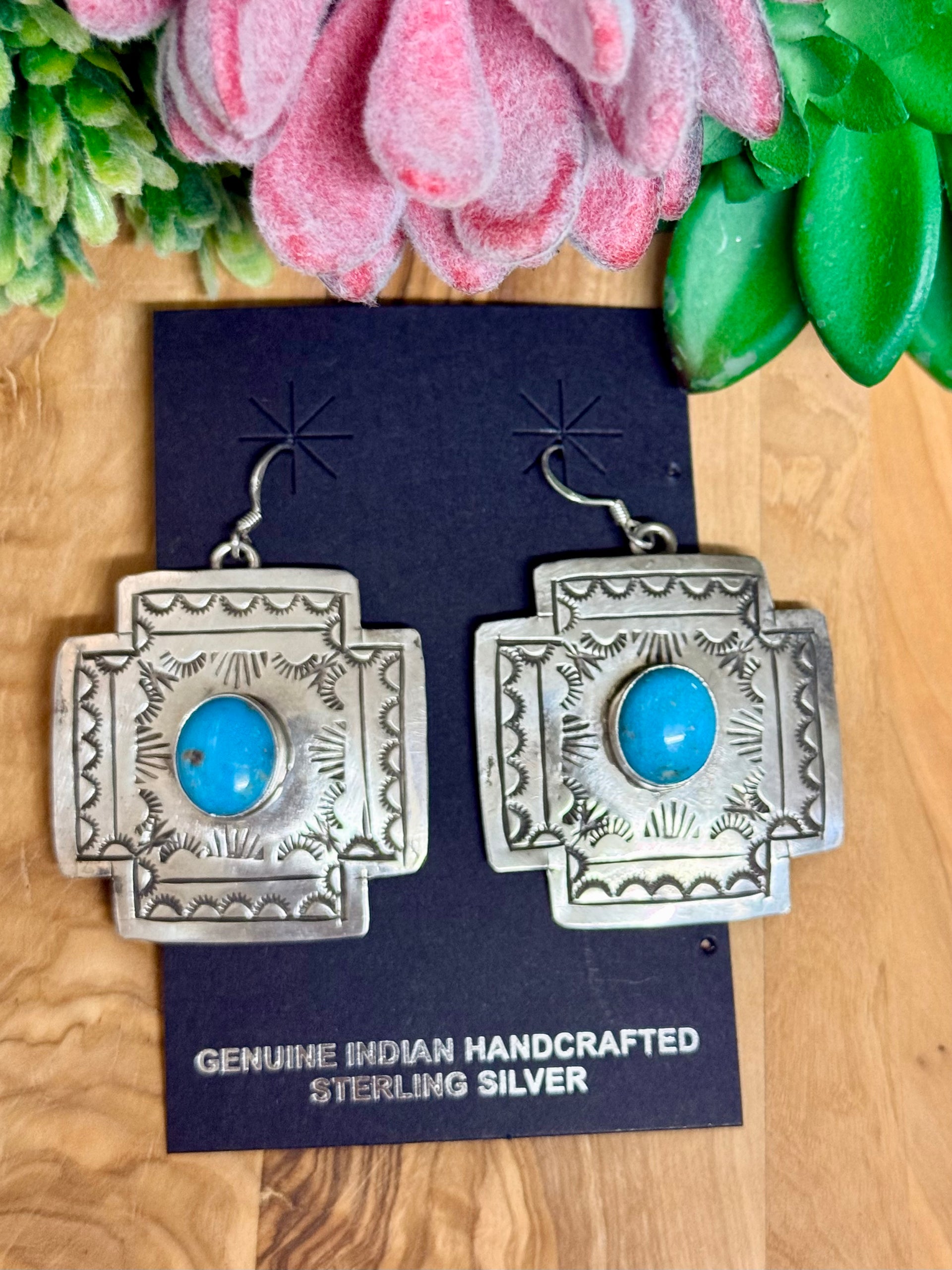 Southwest Handmade Turquoise & Sterling Silver Earrings
