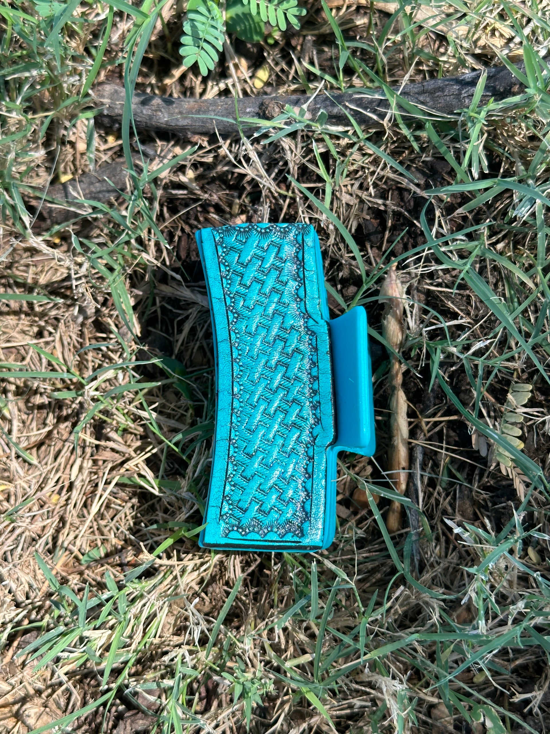 Genuine Tooled Leather Hair Clip