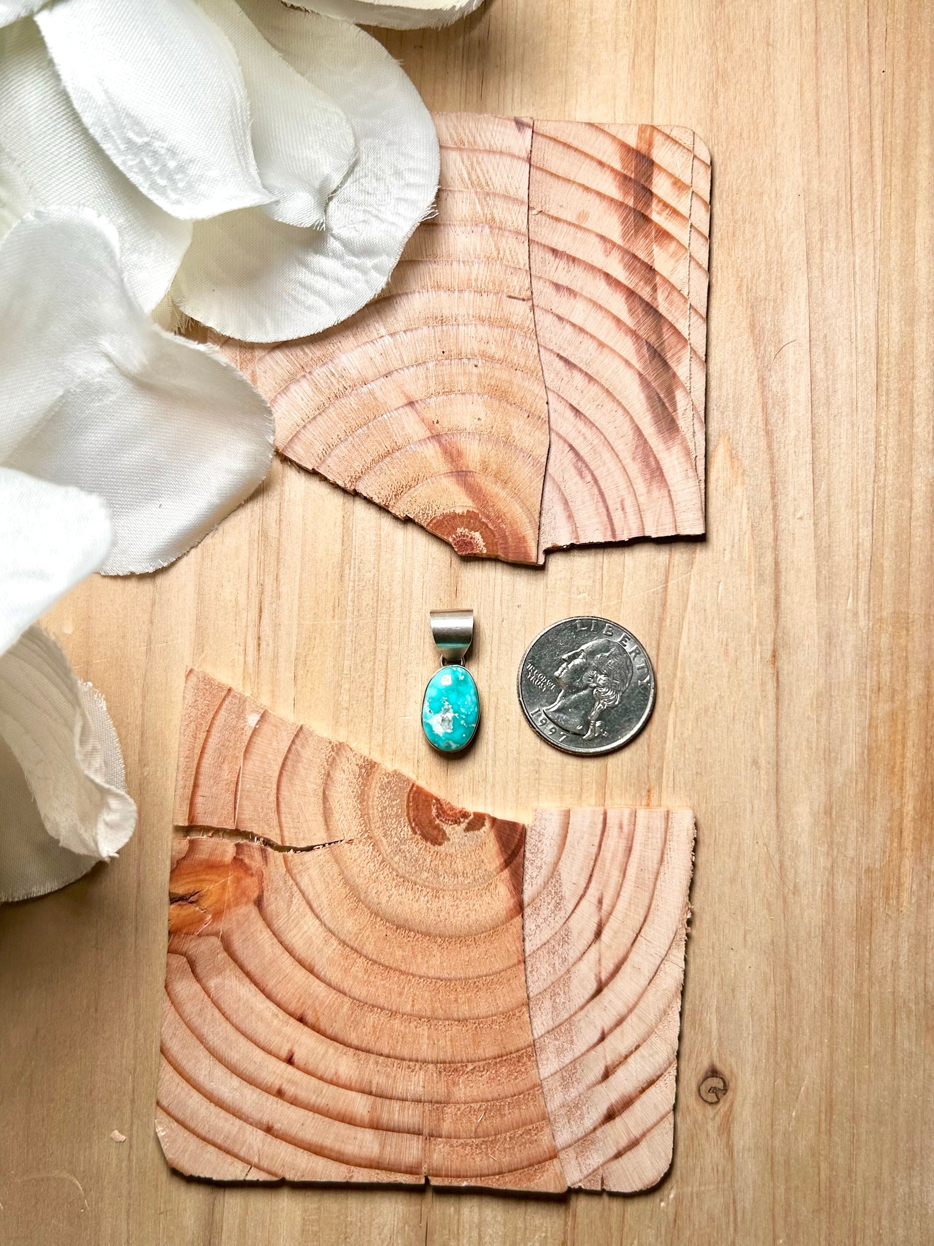Navajo Made White Water Turquoise & Sterling Silver Pendant
