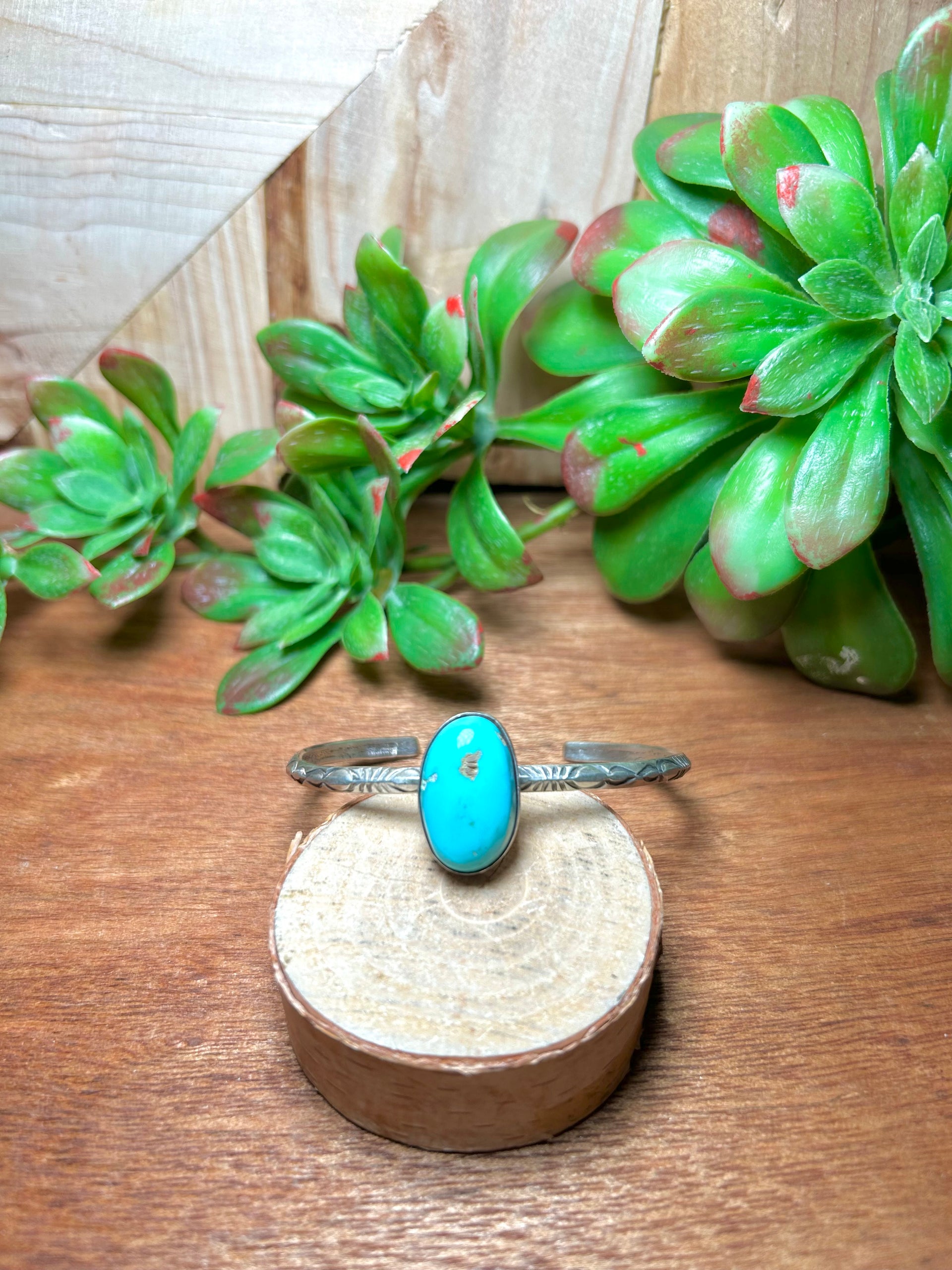 Navajo Made Royston Turquoise & Sterling Silver Cuff Bracelet