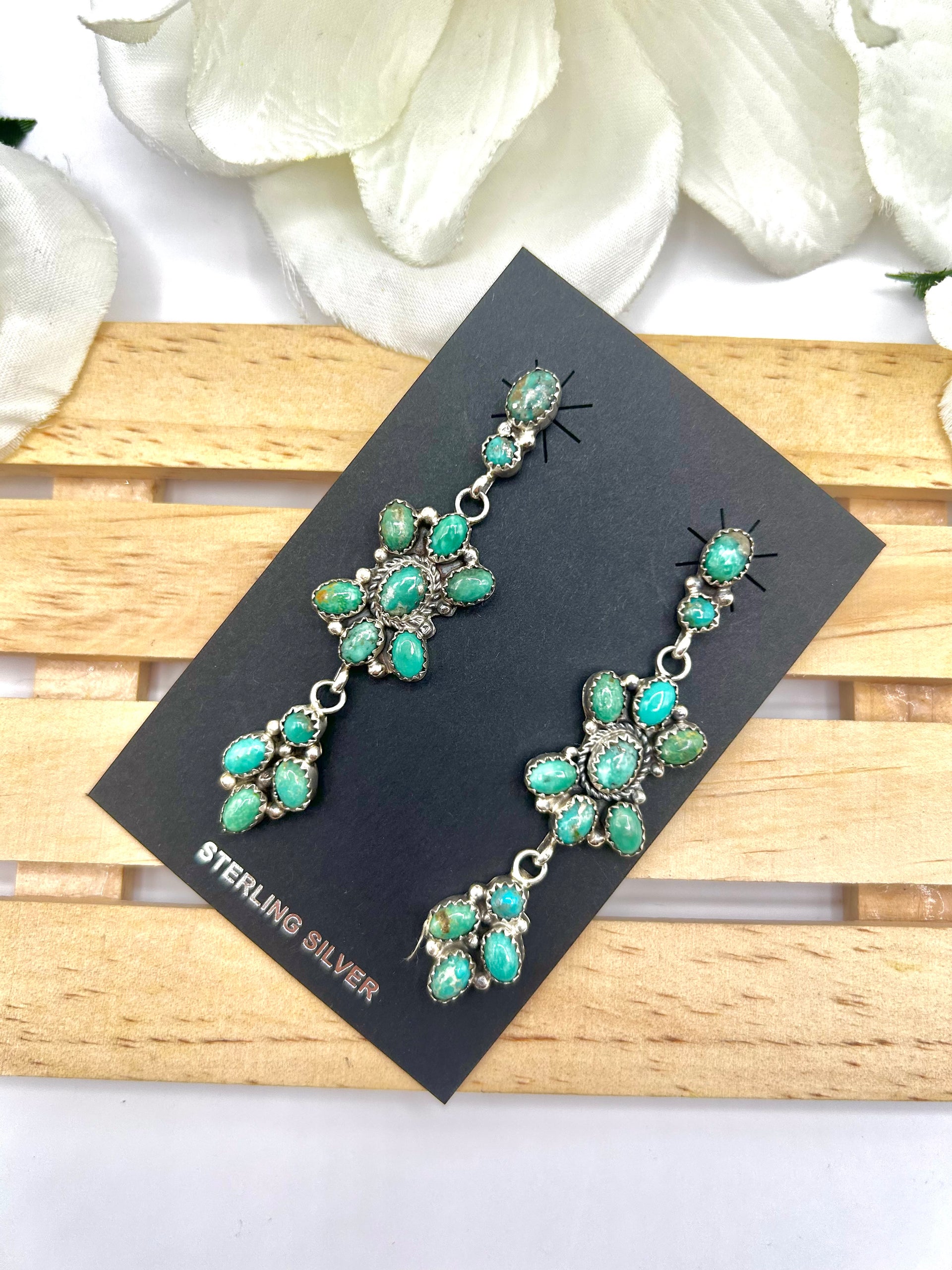 Pearline Spencer Kingman Turquoise & Sterling Silver Post Earrings