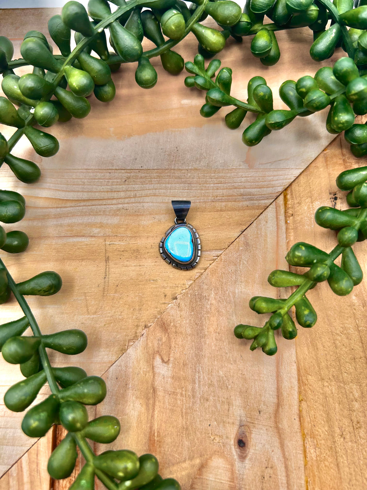 Navajo Made Golden Hill Turquoise & Sterling Silver Pendant
