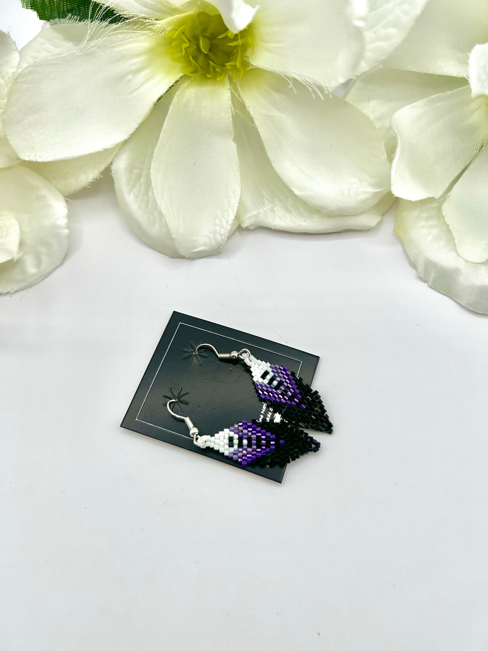Navajo Made Beaded & Sterling Silver Hook Earrings