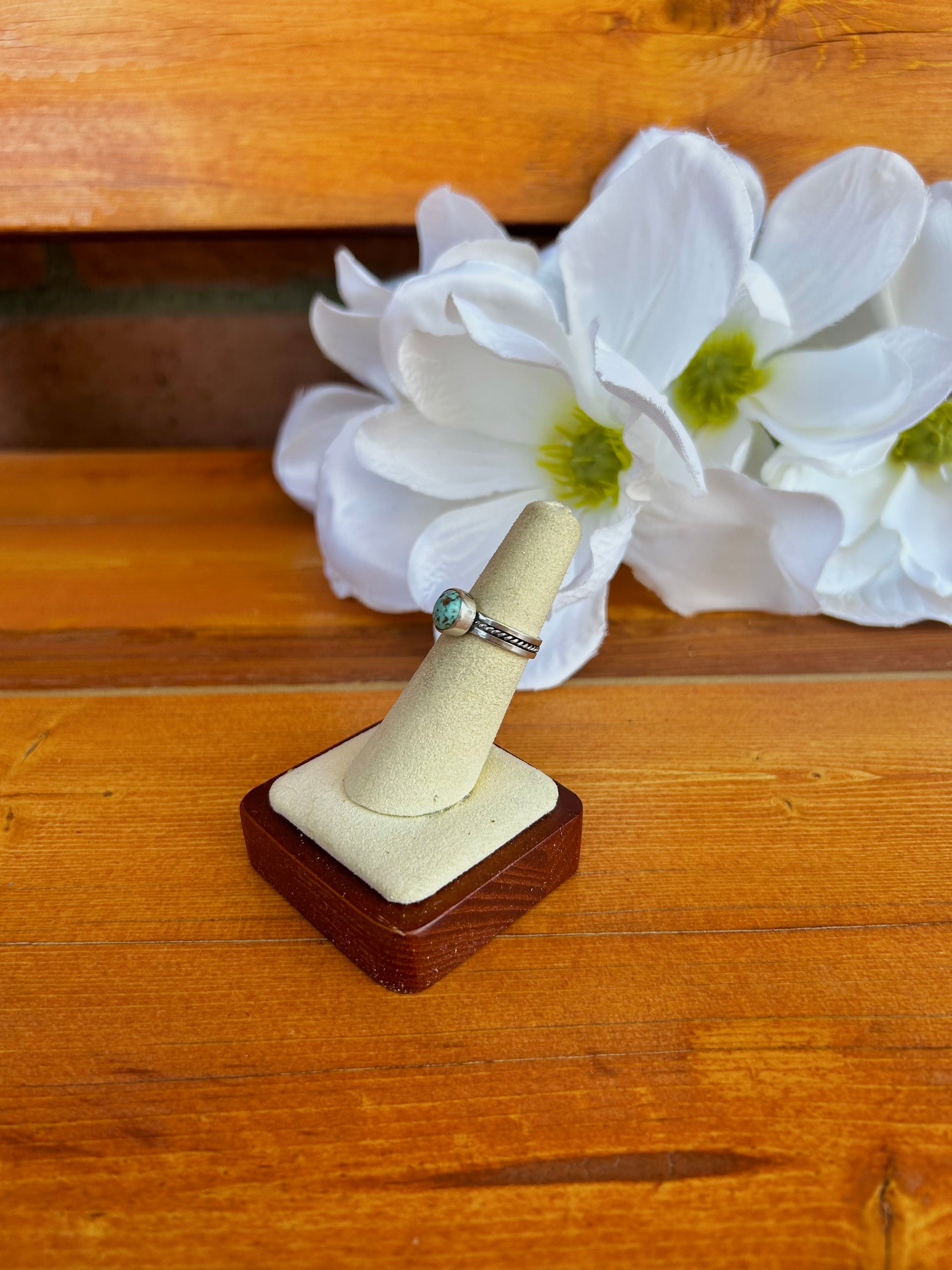 Navajo Made Kingman Turquoise & Sterling Silver Ring Size 5