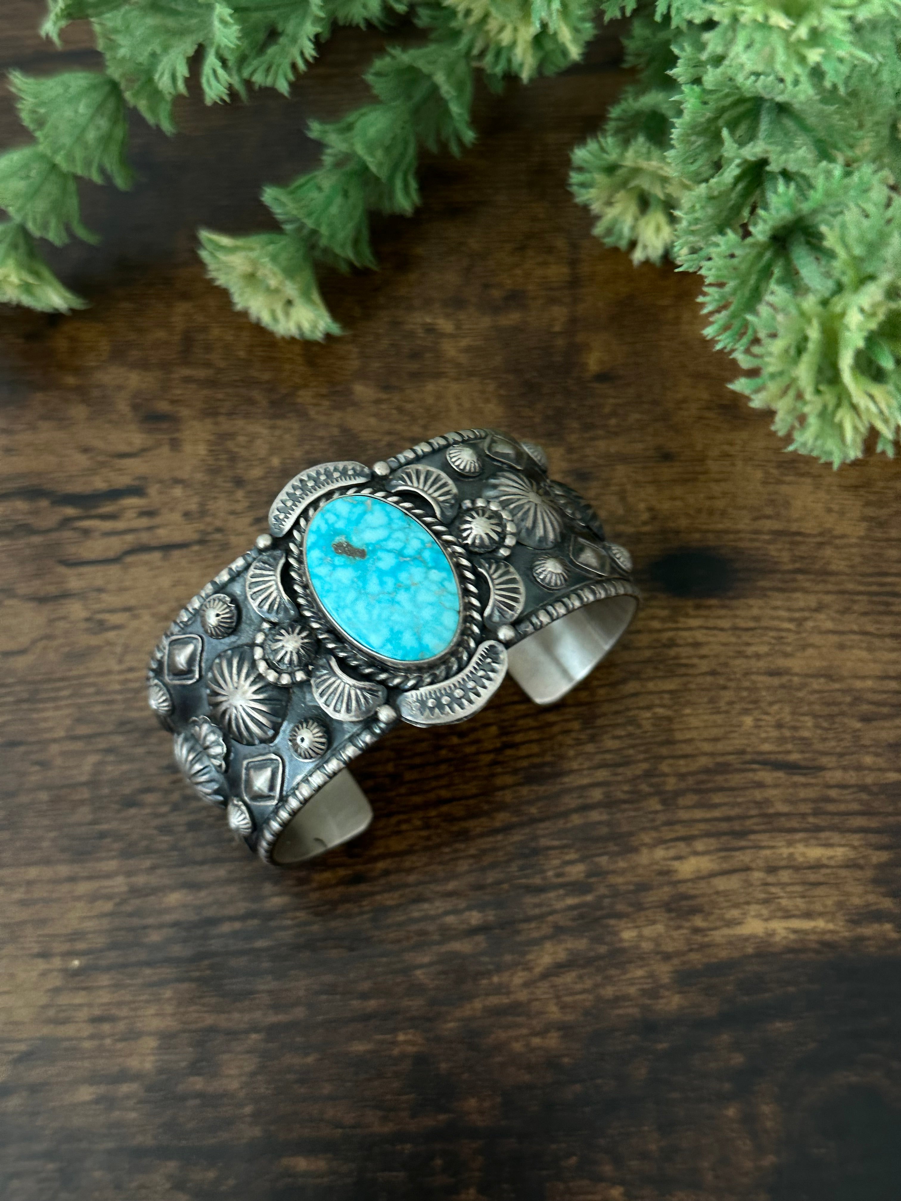 Jeff James Birds Eye Kingman Turquoise & Sterling Silver Cuff Bracelet