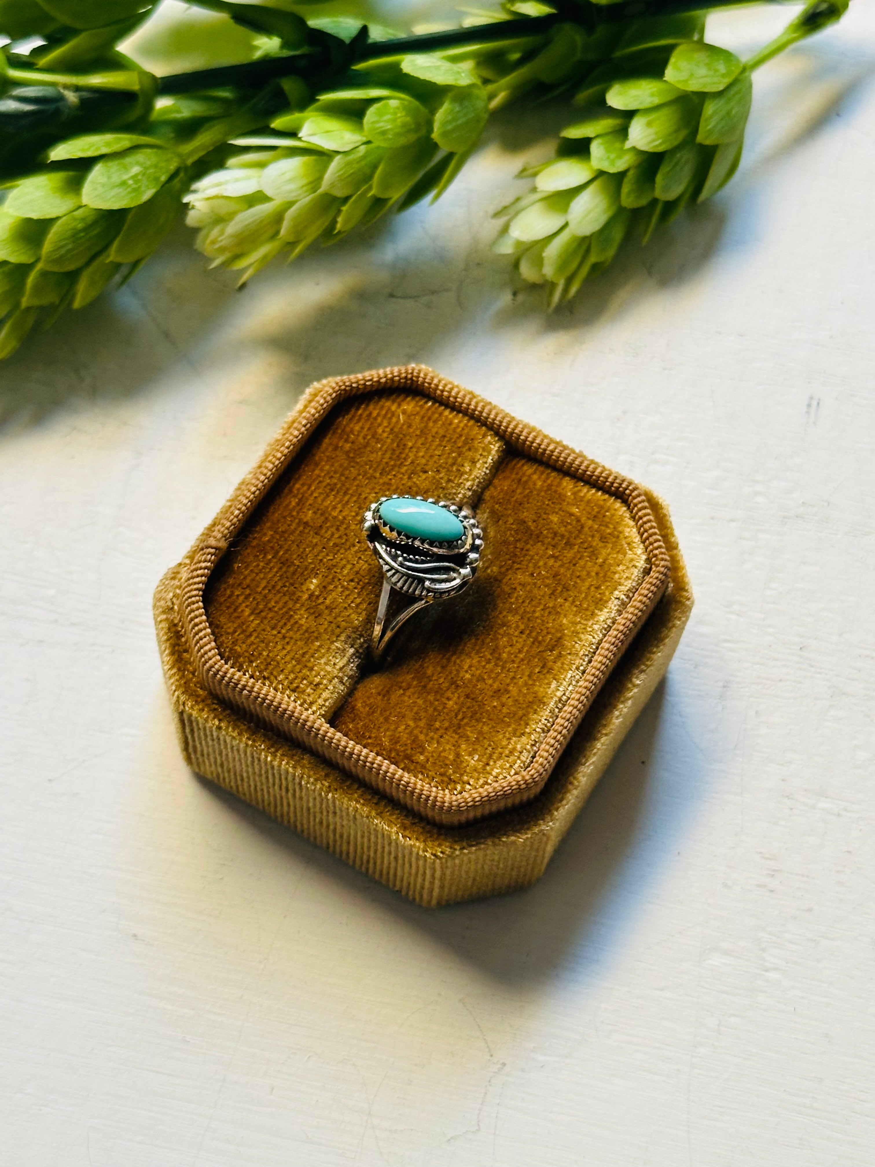 Navajo Made Kingman Turquoise & Sterling Silver Ring