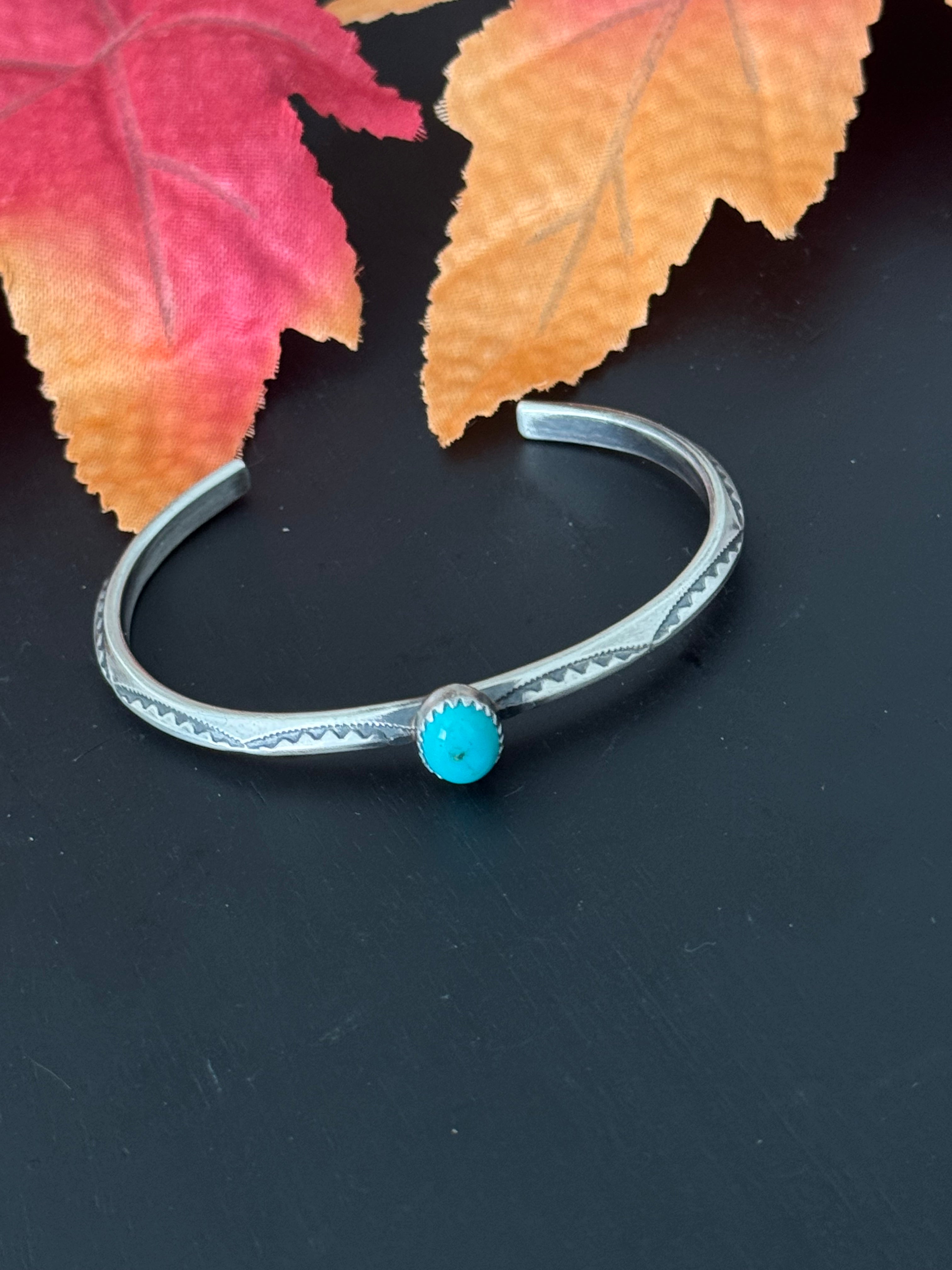 Navajo Made Kingman Turquoise & Sterling Silver Cuff Bracelet