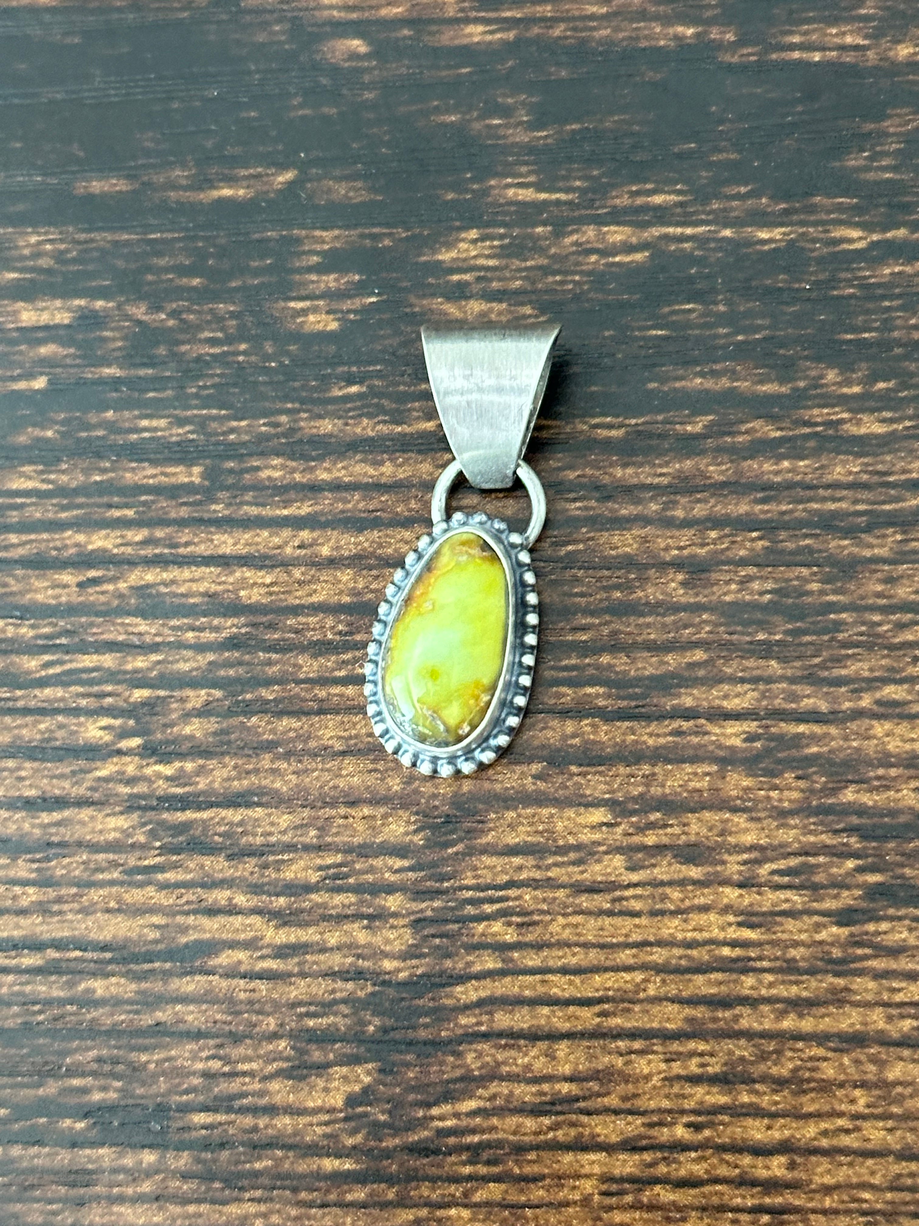 Navajo Palomino Variscite & Sterling Silver Pendant