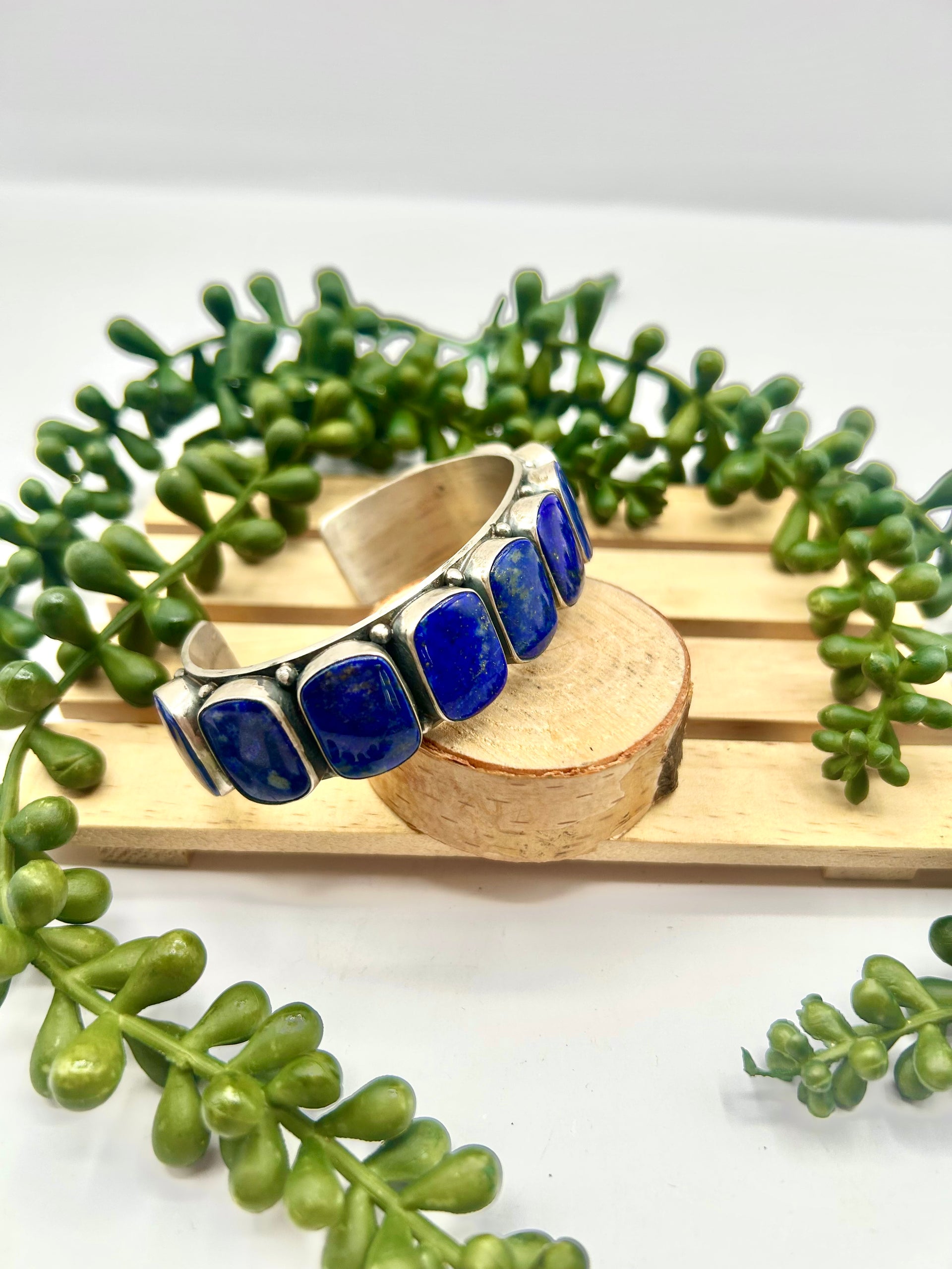 Navajo Made Lapis & Sterling Silver Cuff Bracelet