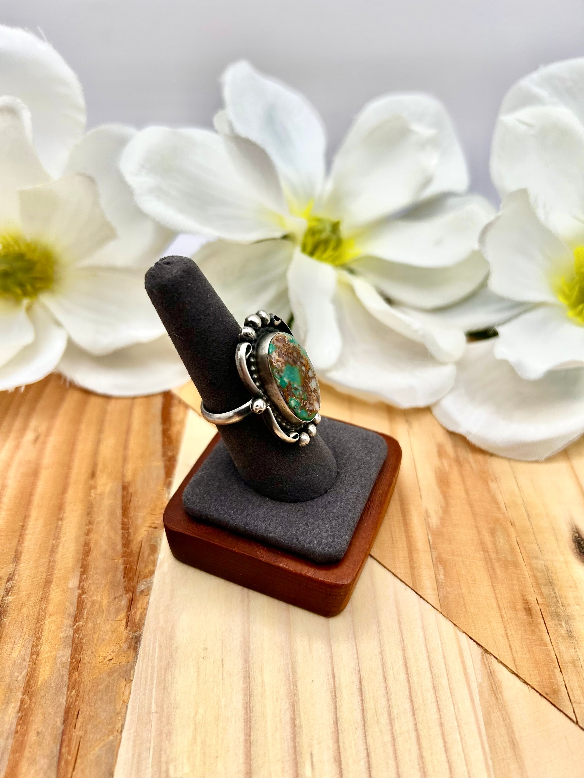 Navajo Made Royston Turquoise & Sterling Silver Adjustable Ring
