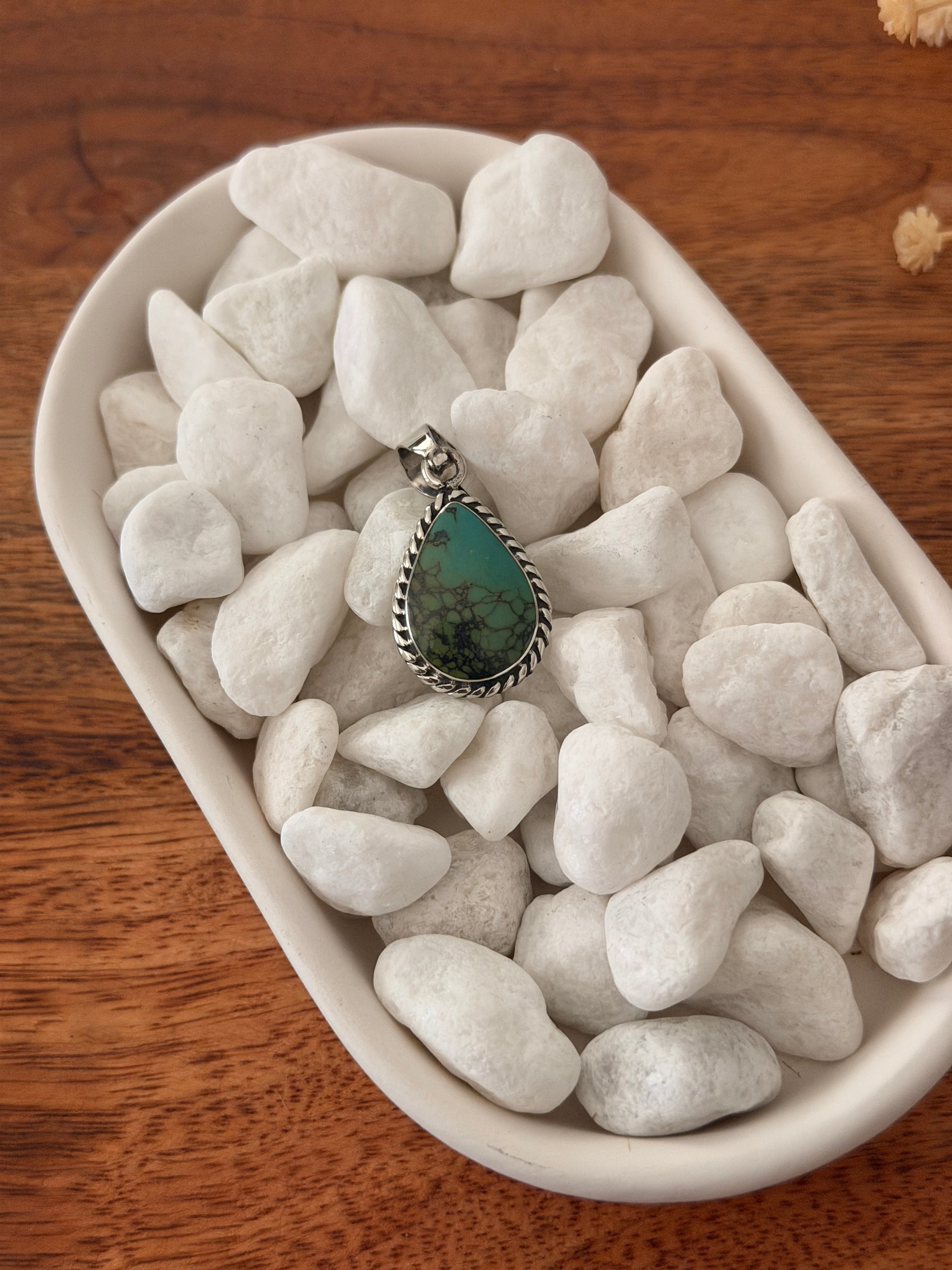 Navajo Made Kingman Turquoise & Sterling Silver Pendant