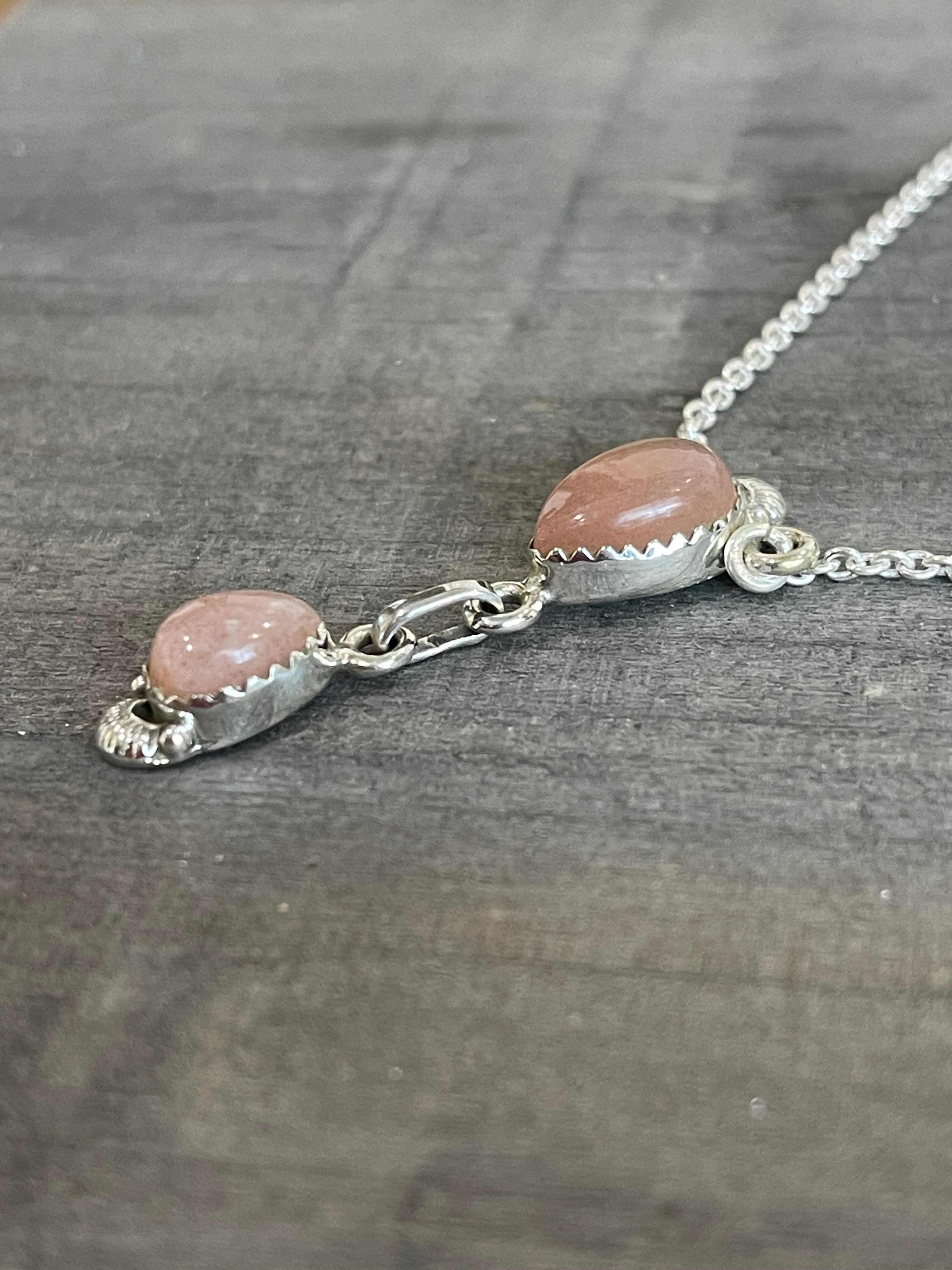 Southwest Handmade Chocolate Moonstone & Sterling Silver Chain Necklace