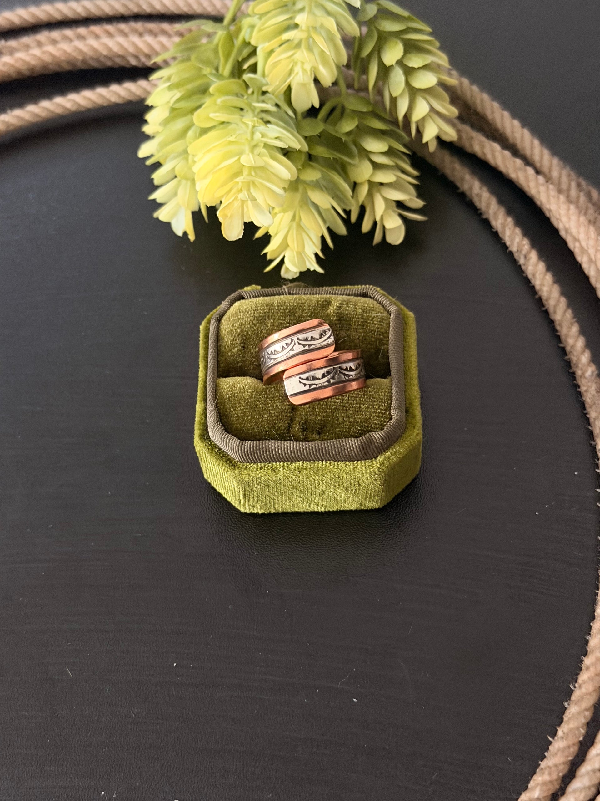 Navajo Made Copper & Sterling Silver Adjustable Ring