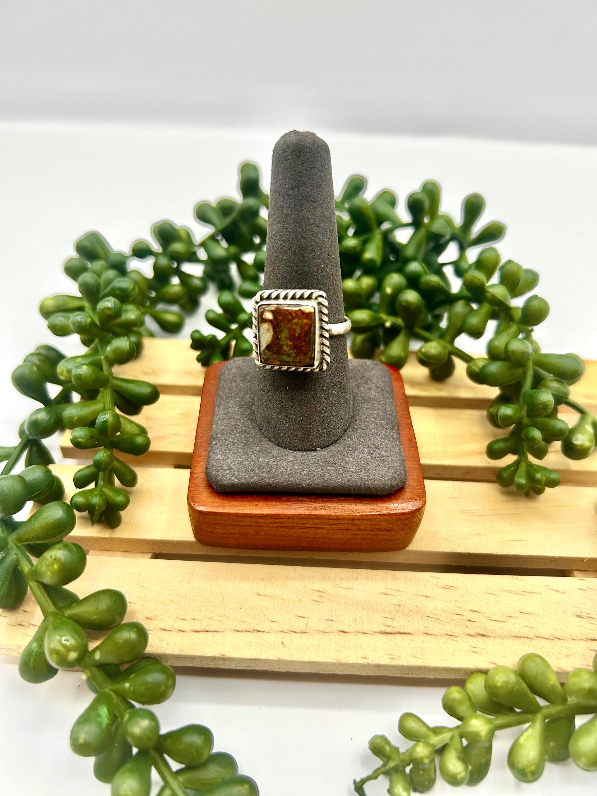 Navajo Made Royston Turquoise & Sterling Silver Adjustable Ring