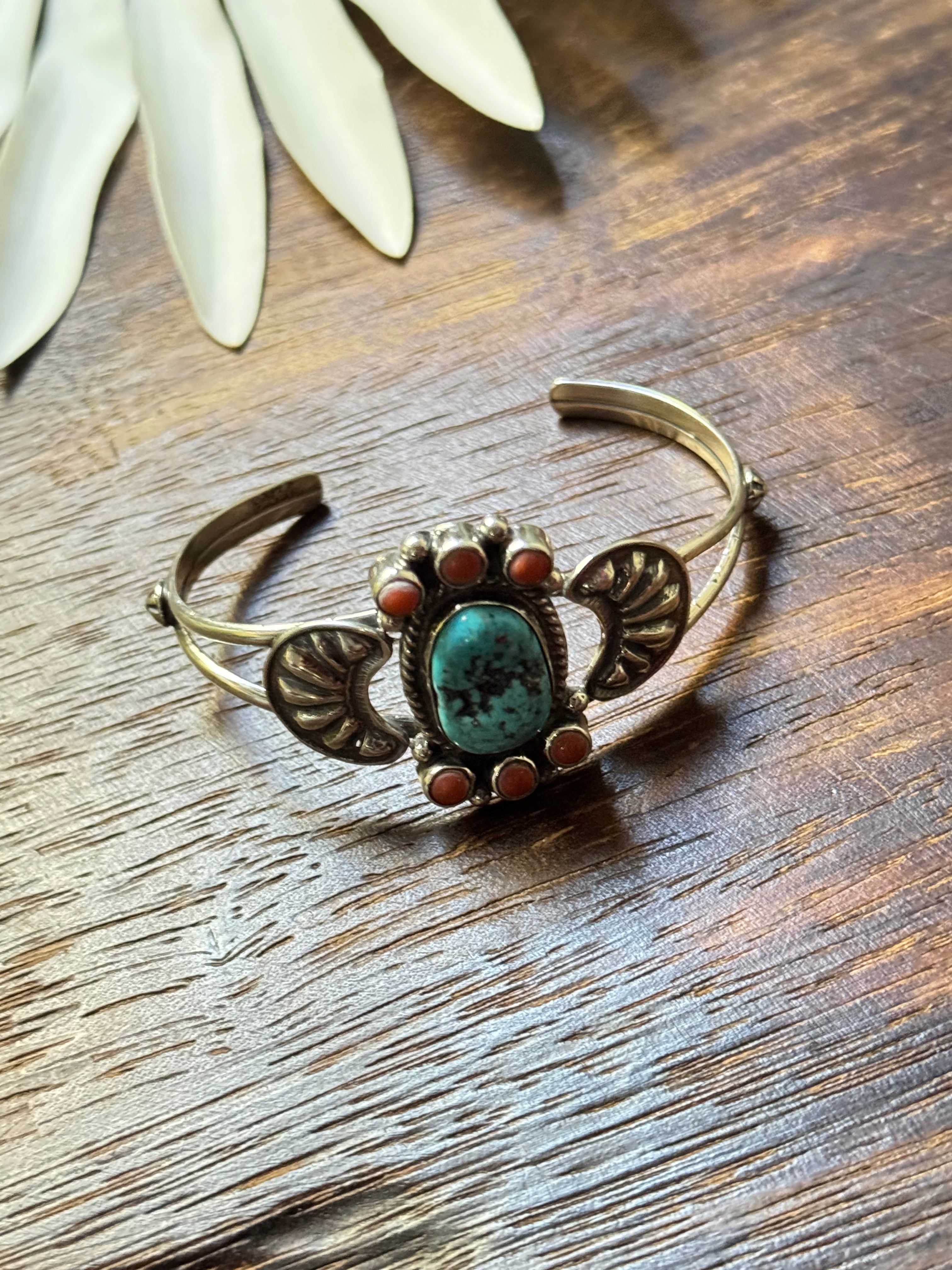 Navajo Made Multi Stone & Sterling Silver Cuff Bracelet