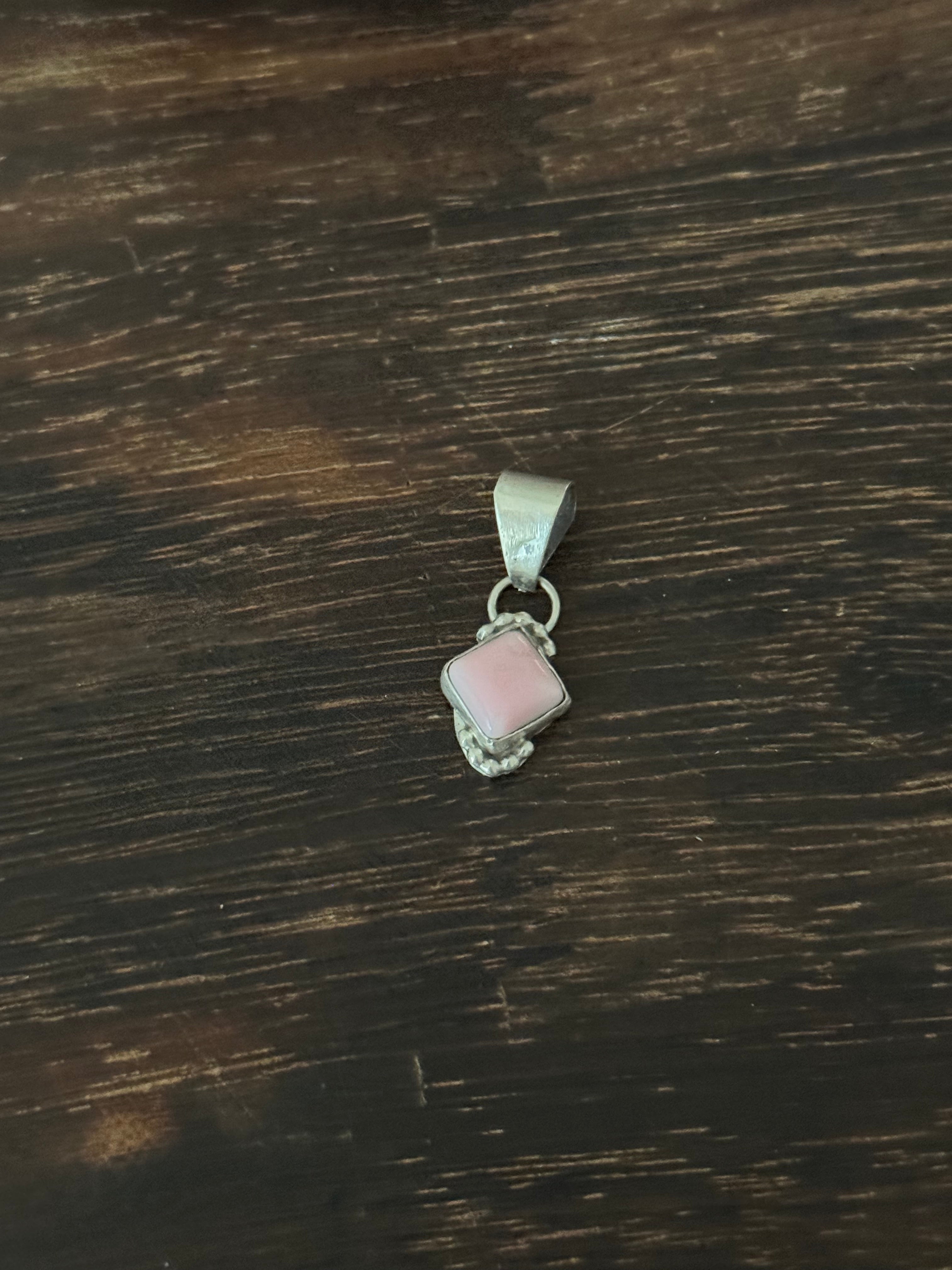 Navajo Made Pink Conch & Sterling Silver Pendant