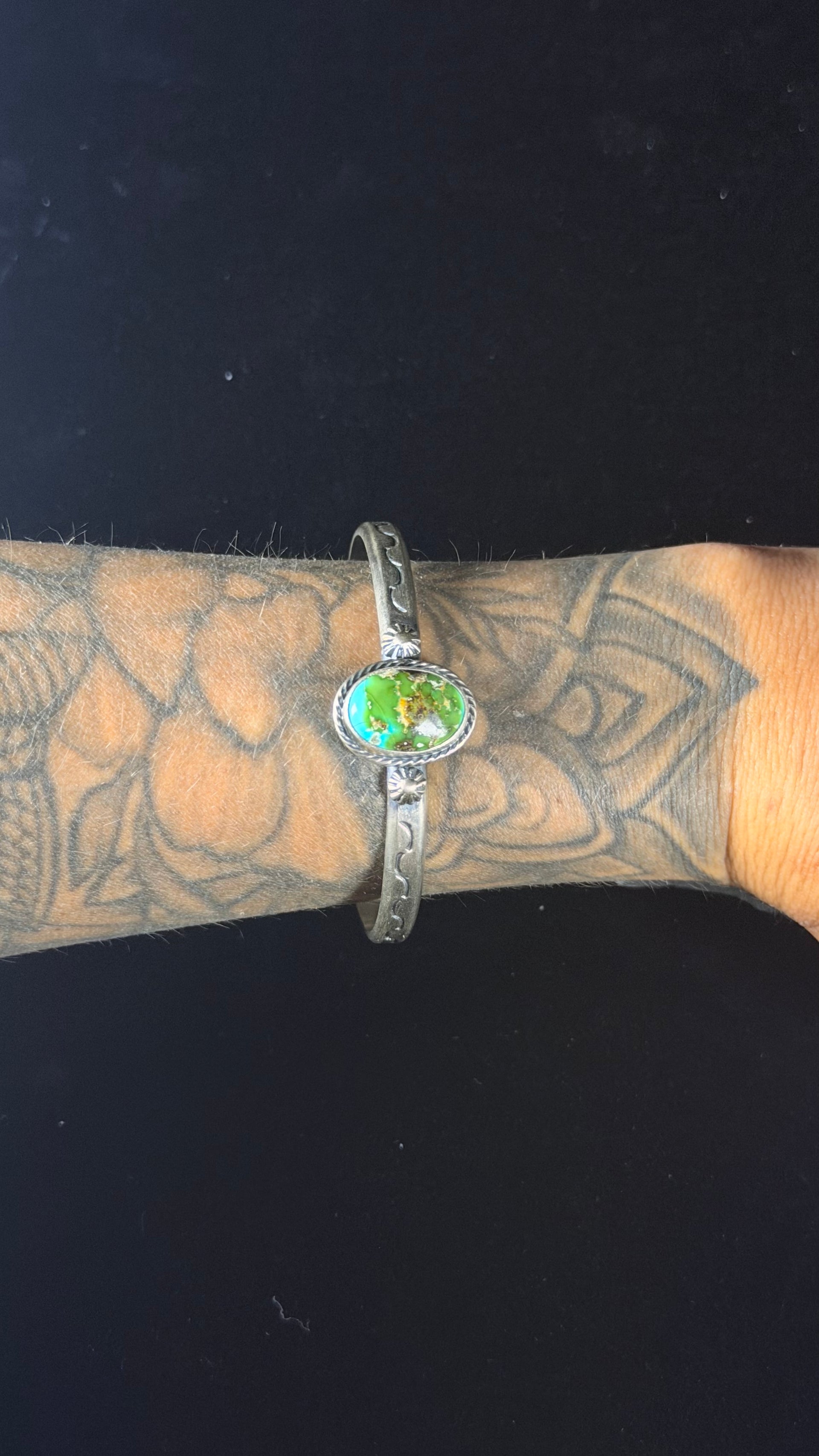 Sam Yellowhair Sonoran Gold Turquoise & Sterling Silver Cuff Bracelet