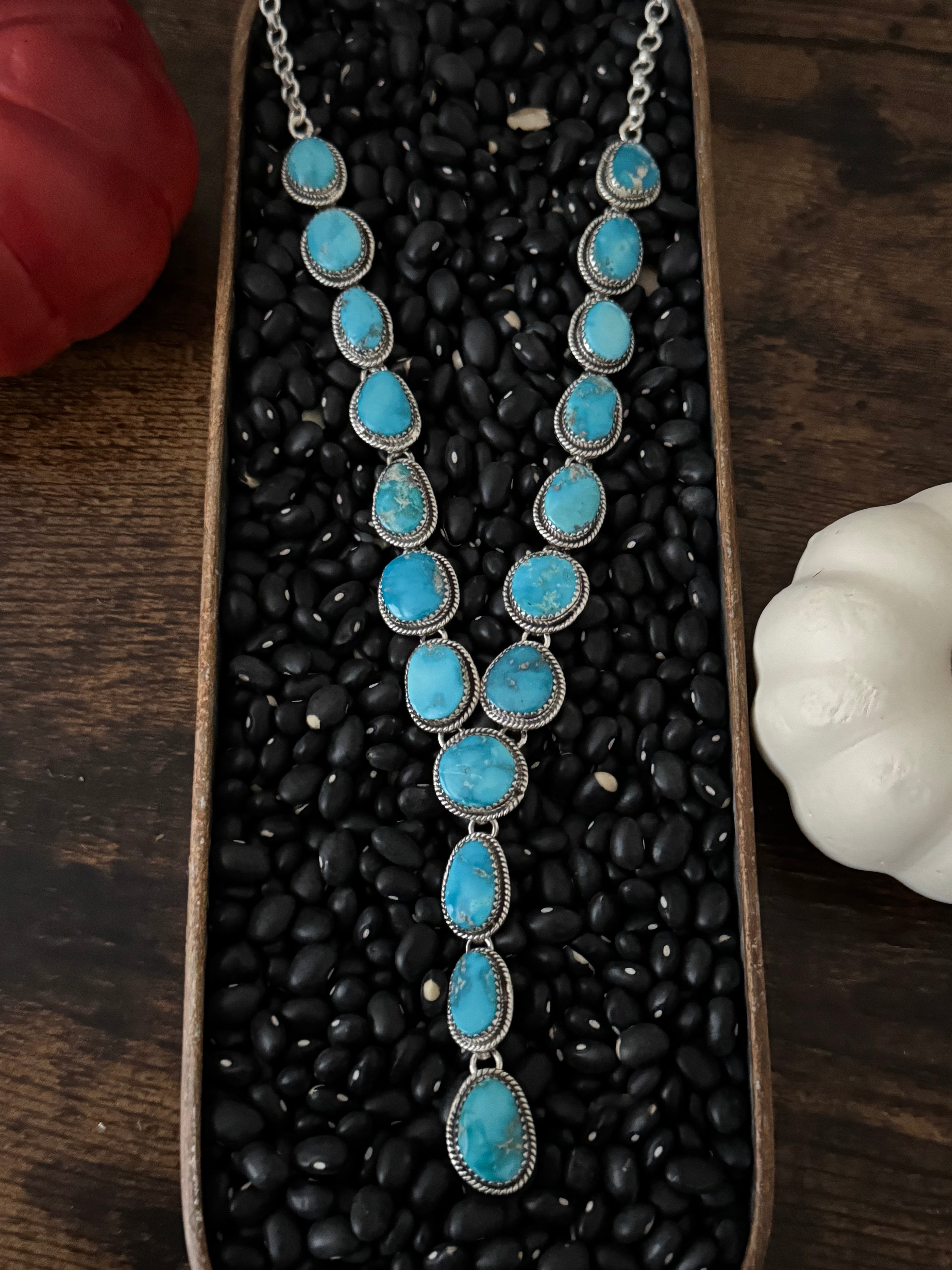 TTD Valley Blue Turquoise & Sterling Silver Lariat Necklace