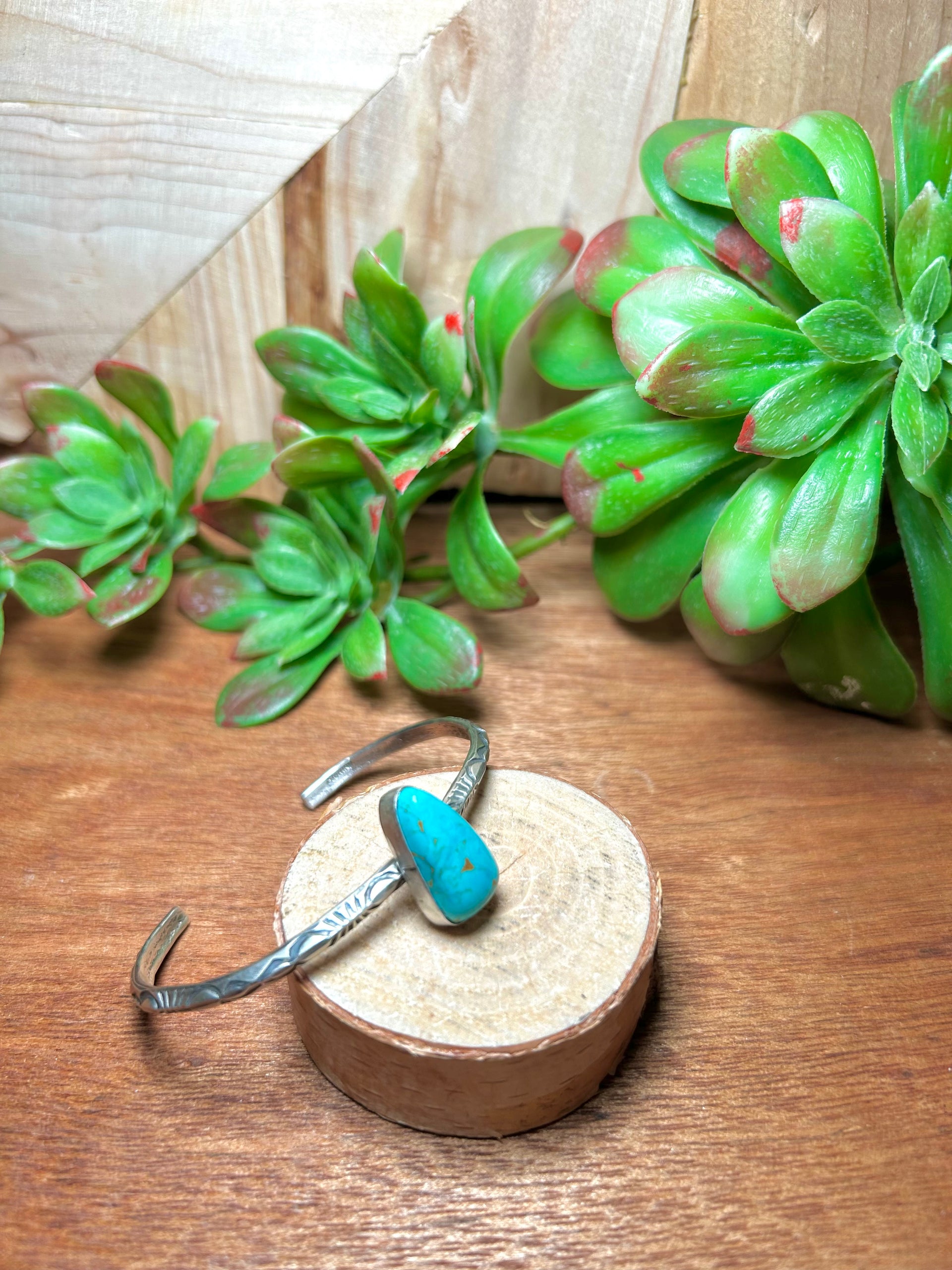 Navajo Made Royston Turquoise & Sterling Silver Cuff Bracelet