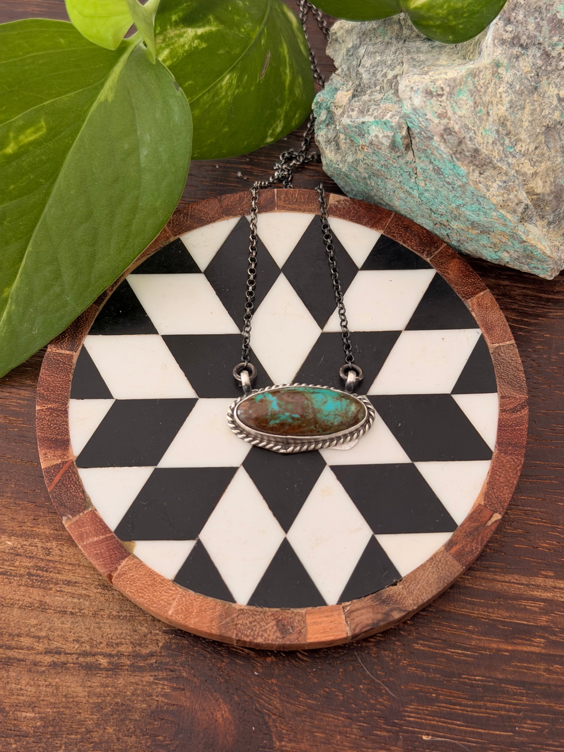 Johnny Dixon Campitos Turquoise & Sterling Silver Bar Necklace