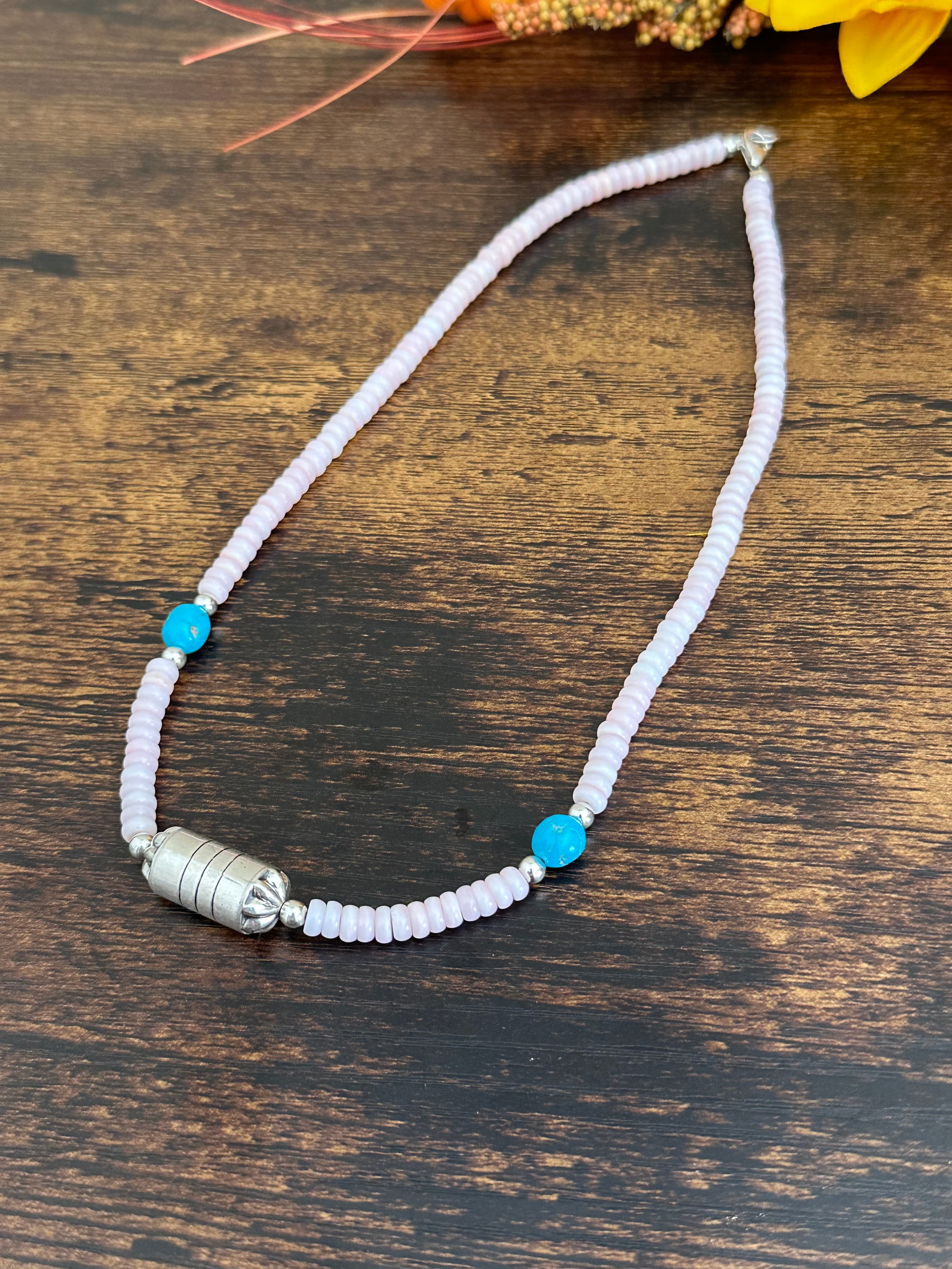 Navajo Strung Multi Stone & Sterling Silver Beaded Necklace