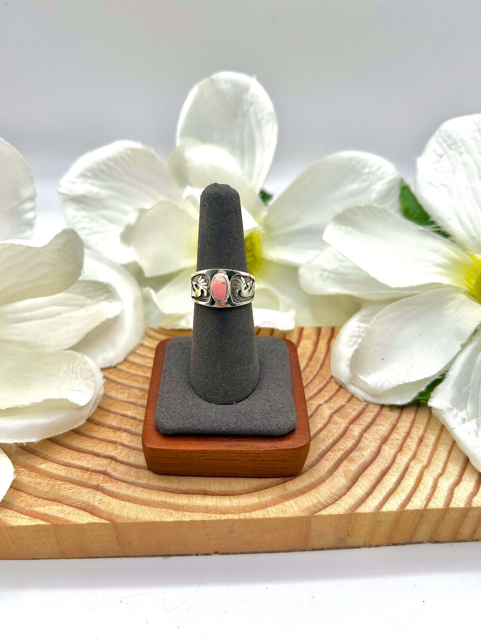 Julius Burbank Pink Conch & Sterling Silver Ring