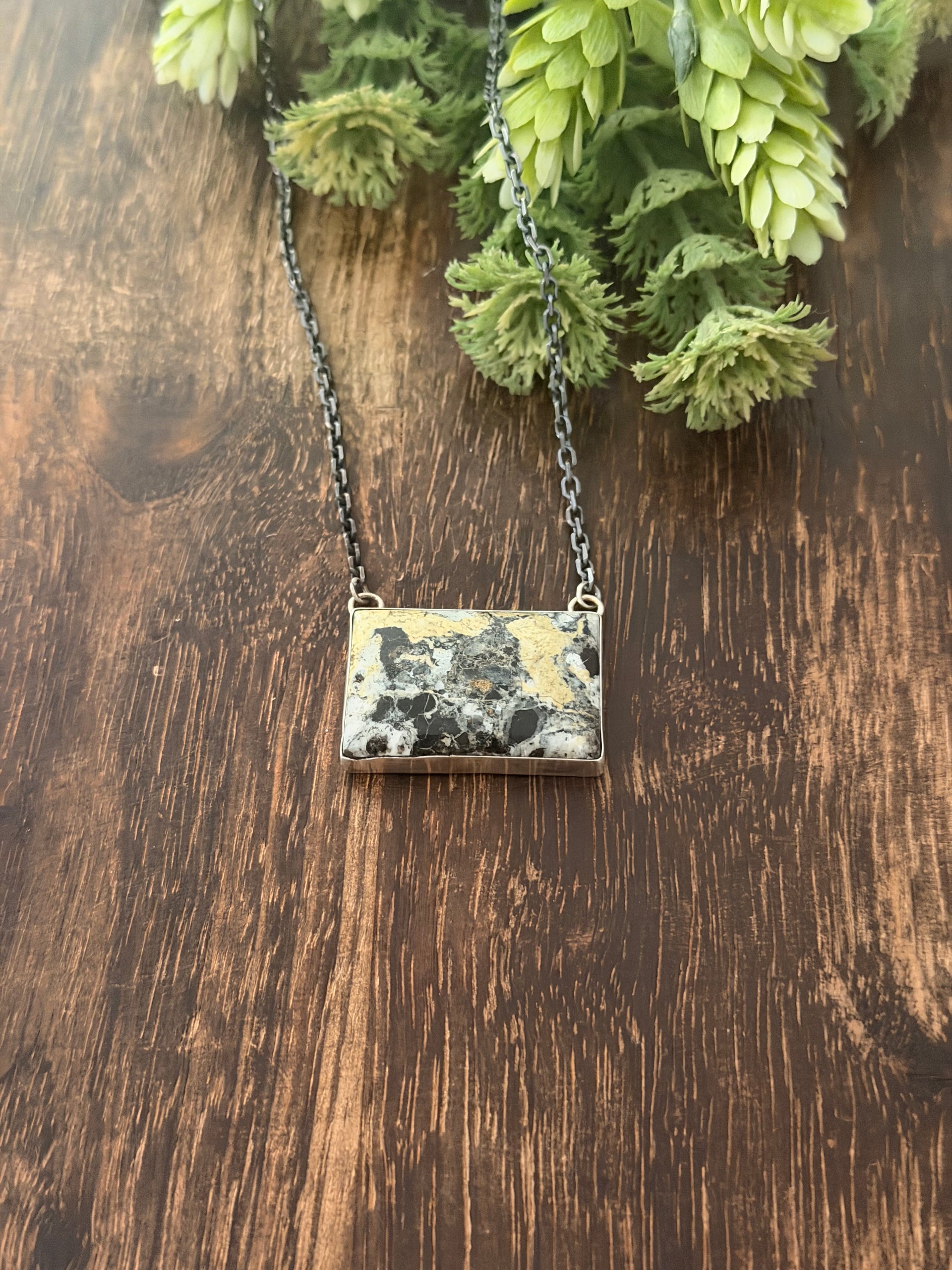 Navajo Made White Buffalo & Sterling Silver Necklace