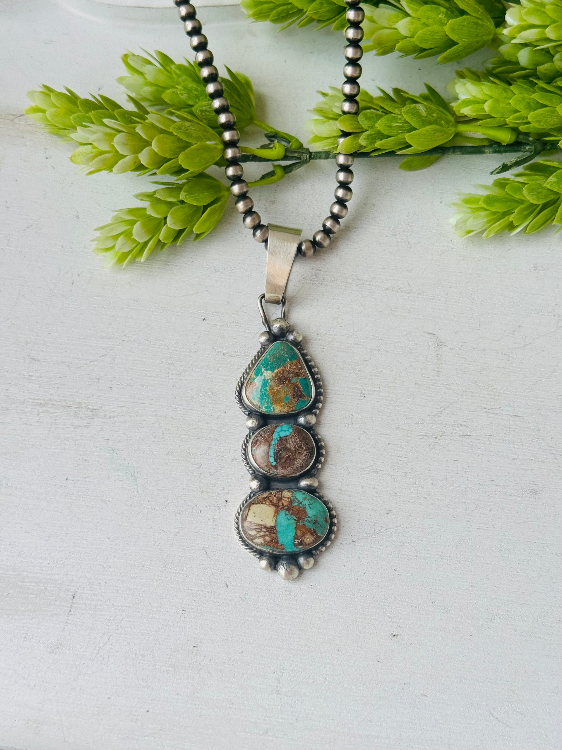 Navajo Made Royston Turquoise & Sterling Silver Pendant