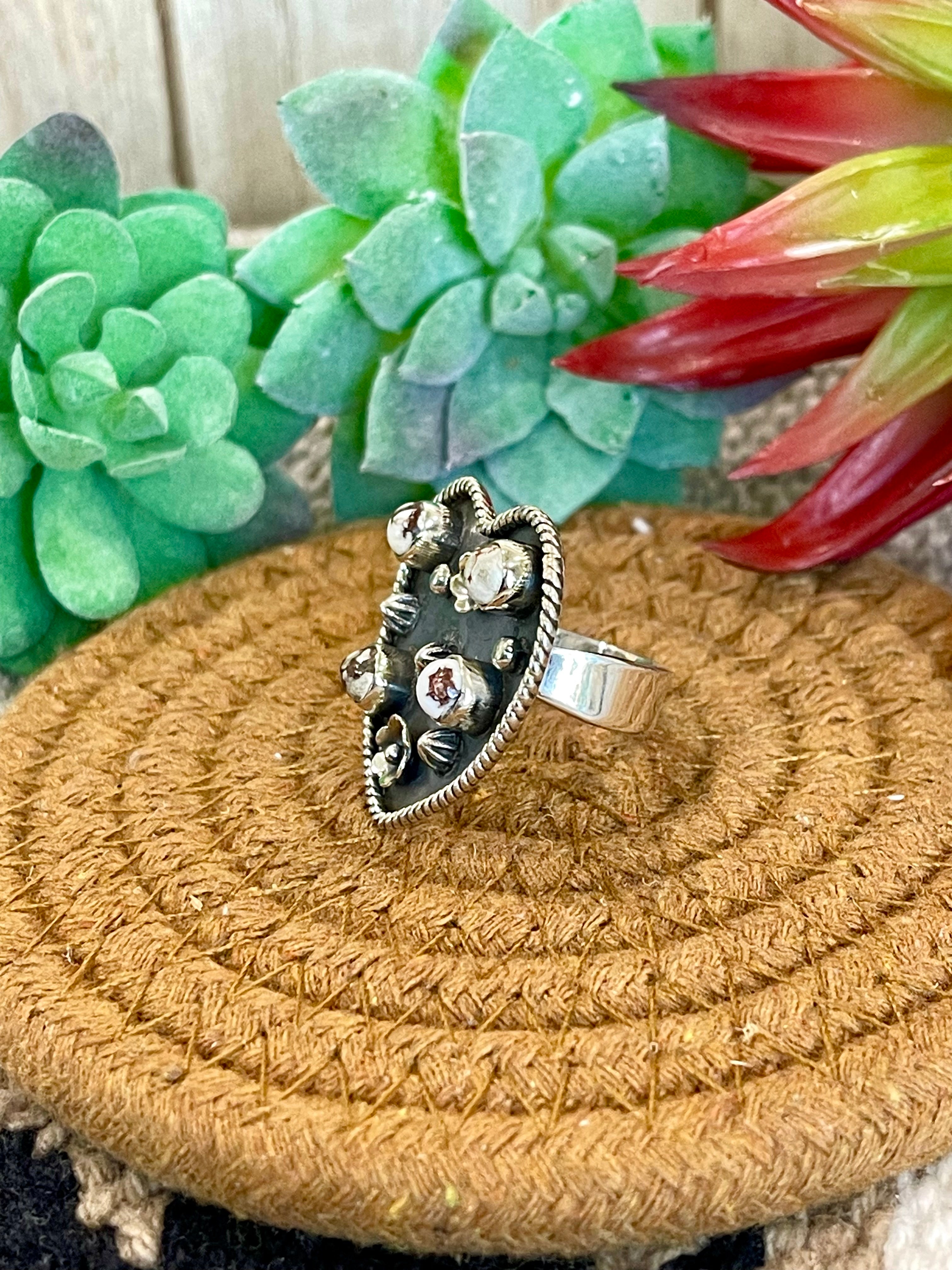 Southwest Handmade Wild Horse & Sterling Silver Adjustable Heart Ring