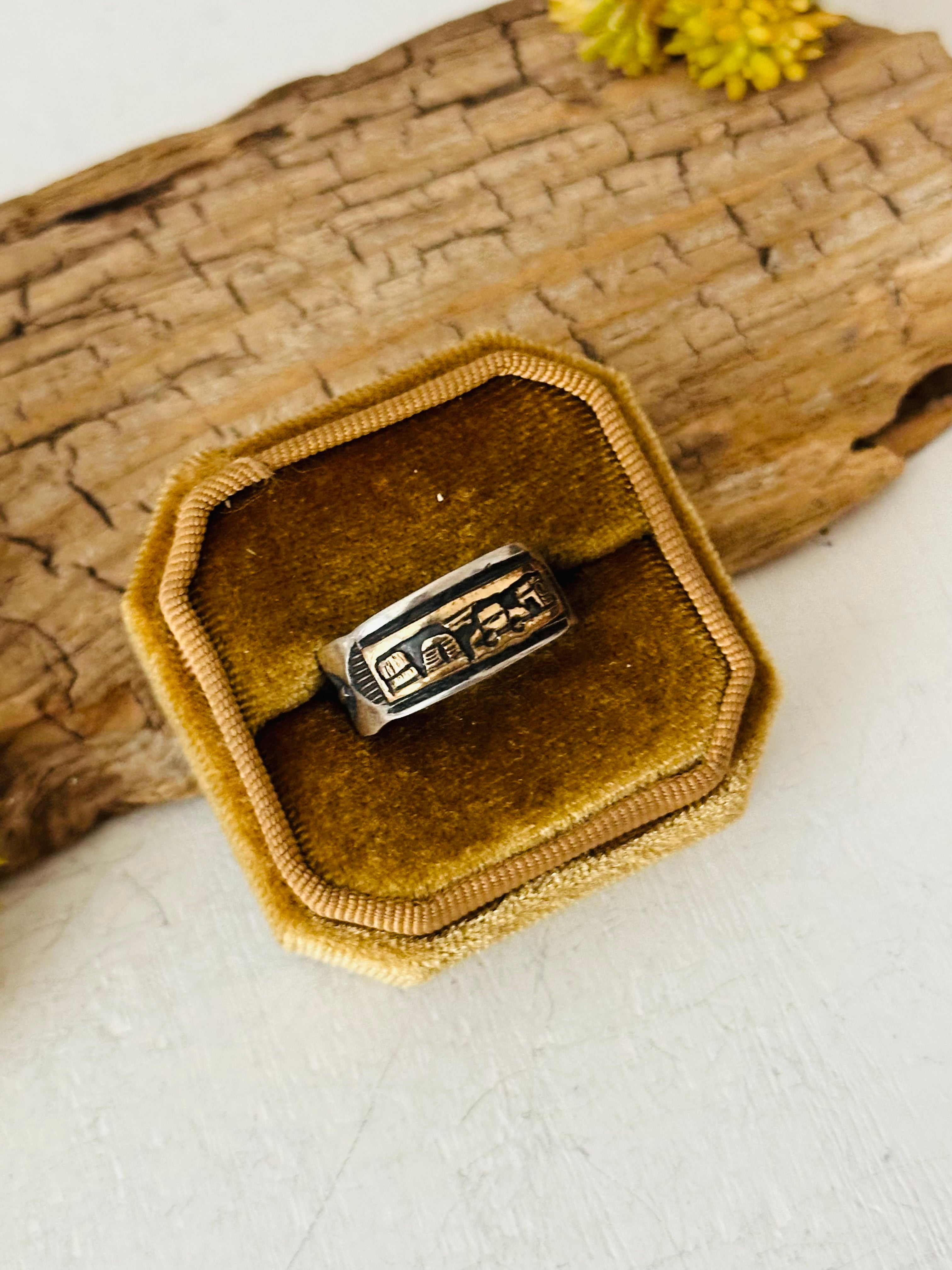 Navajo Made Sterling Silver Story Teller Ring