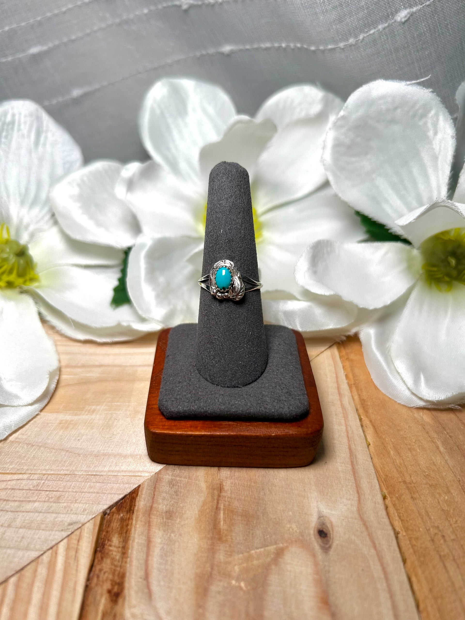 Navajo Made Kingman Turquoise & Sterling Silver Ring